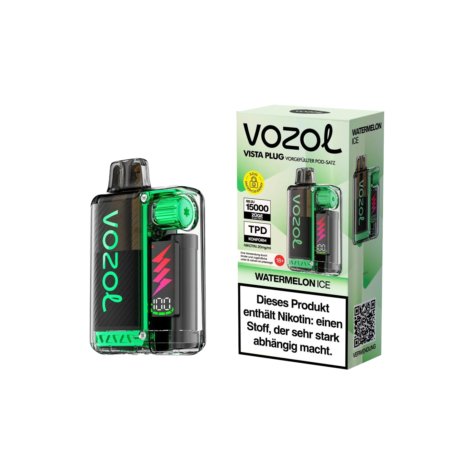 Vozol Vista Plug 15000 Watermelon Ice - Starterkit - 2ml Pod - 1