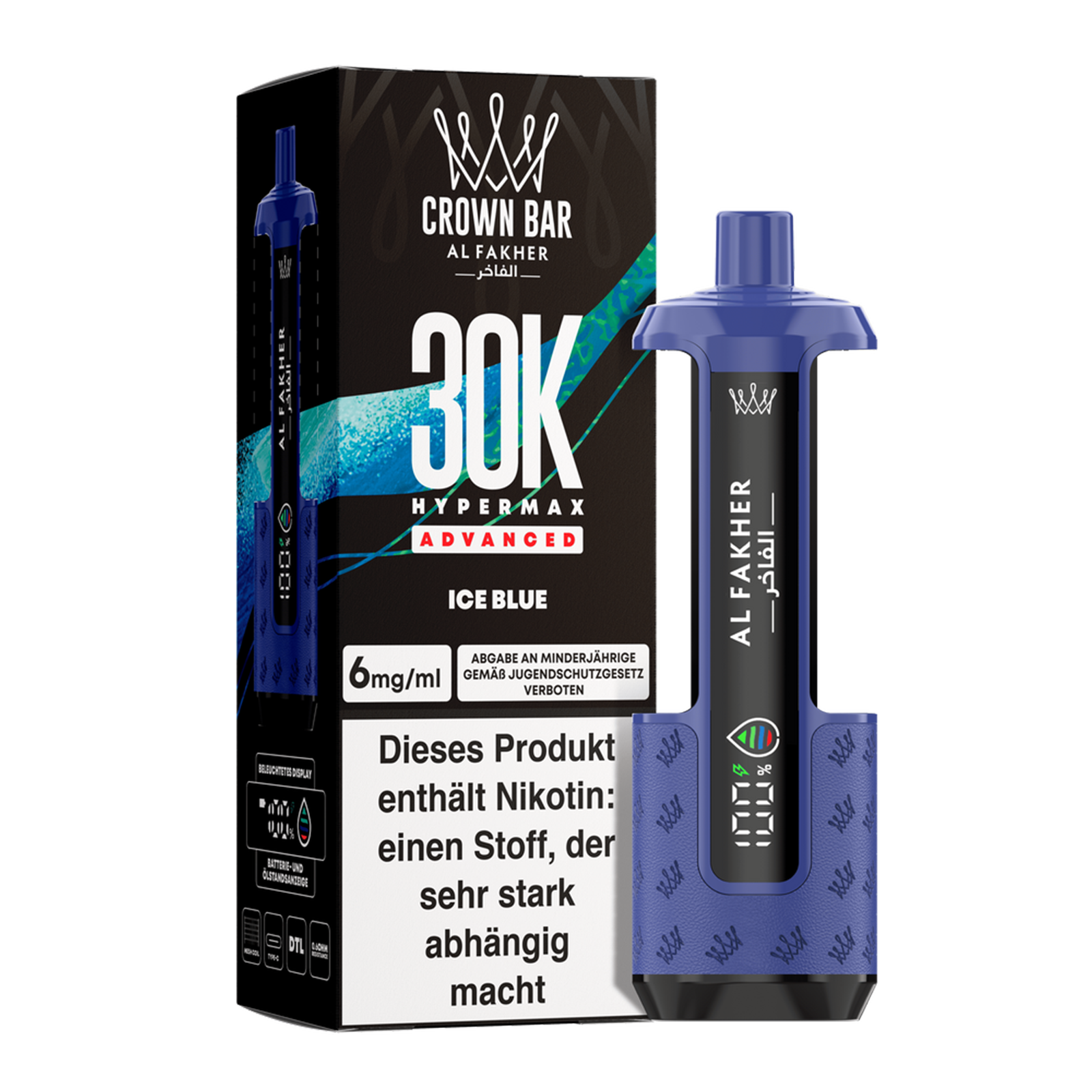 Al Fakher - Crown Bar - Hypermax - Advanced - 30K - Ice Blue2
