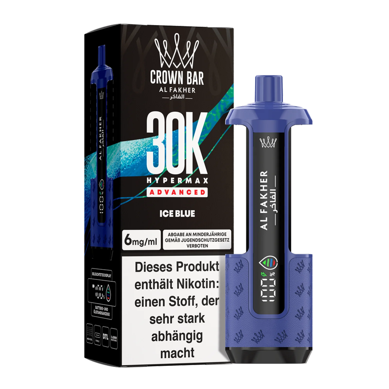Al Fakher - Crown Bar - Hypermax - Advanced - 30K - Ice Blue2