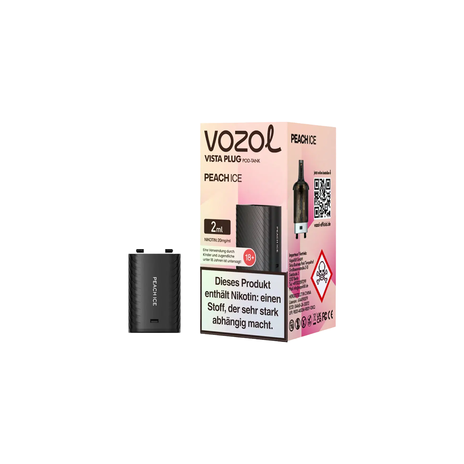 Vozol Vista Plug Peach Ice 2 ml Verdampfer Pod – Frisch & Intensiv