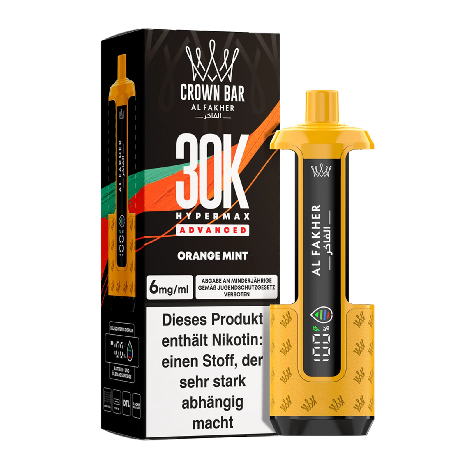 Al Fakher - Crown Bar - Hypermax - Advanced - 30K - Orange Mint 2 Al Fakher - Crown Bar - Hypermax - Advanced - 30K - Orange Mint 2