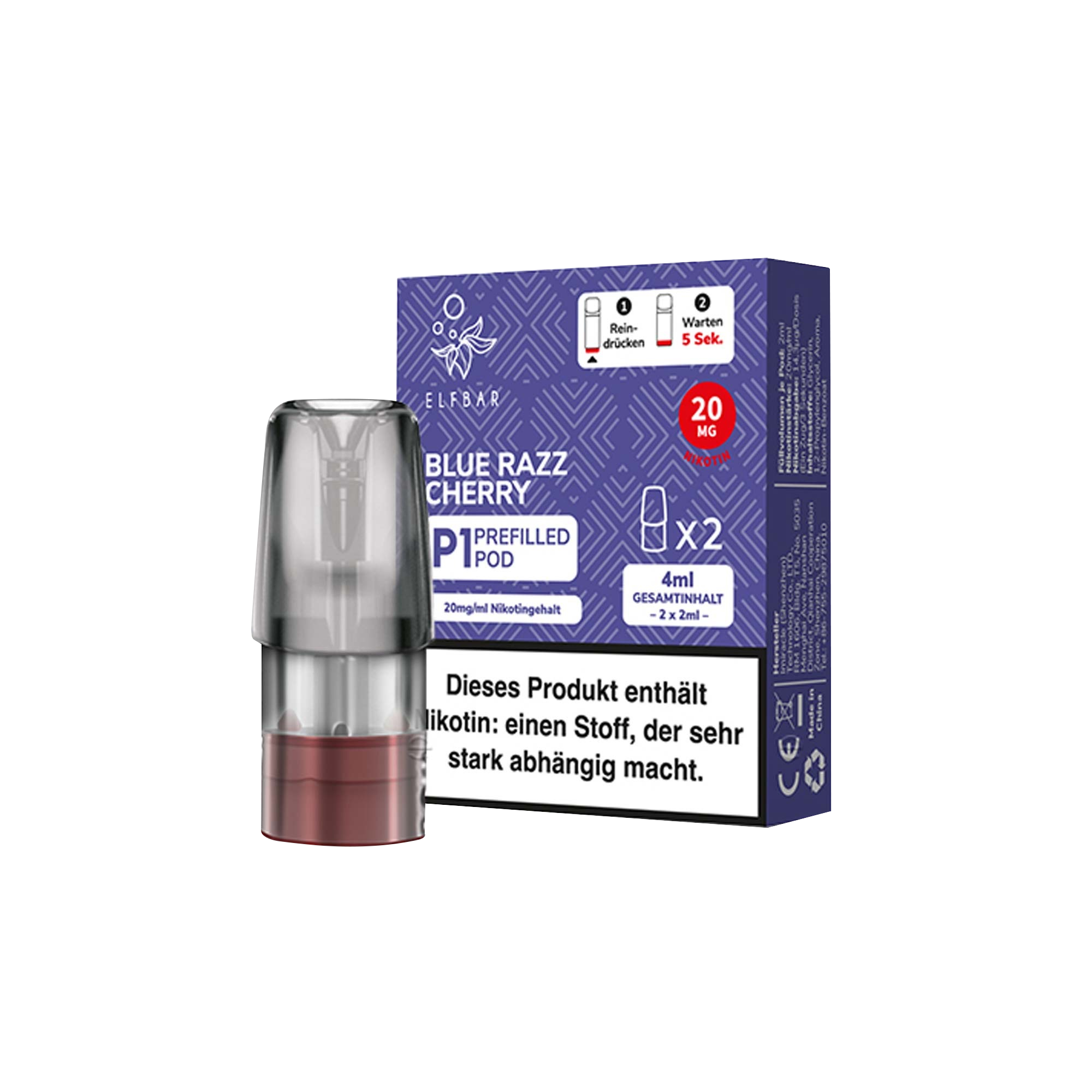 Elf Bar Mate500 P1 Blue Razz Cherry Prefilled Pod | Online bestellen 2