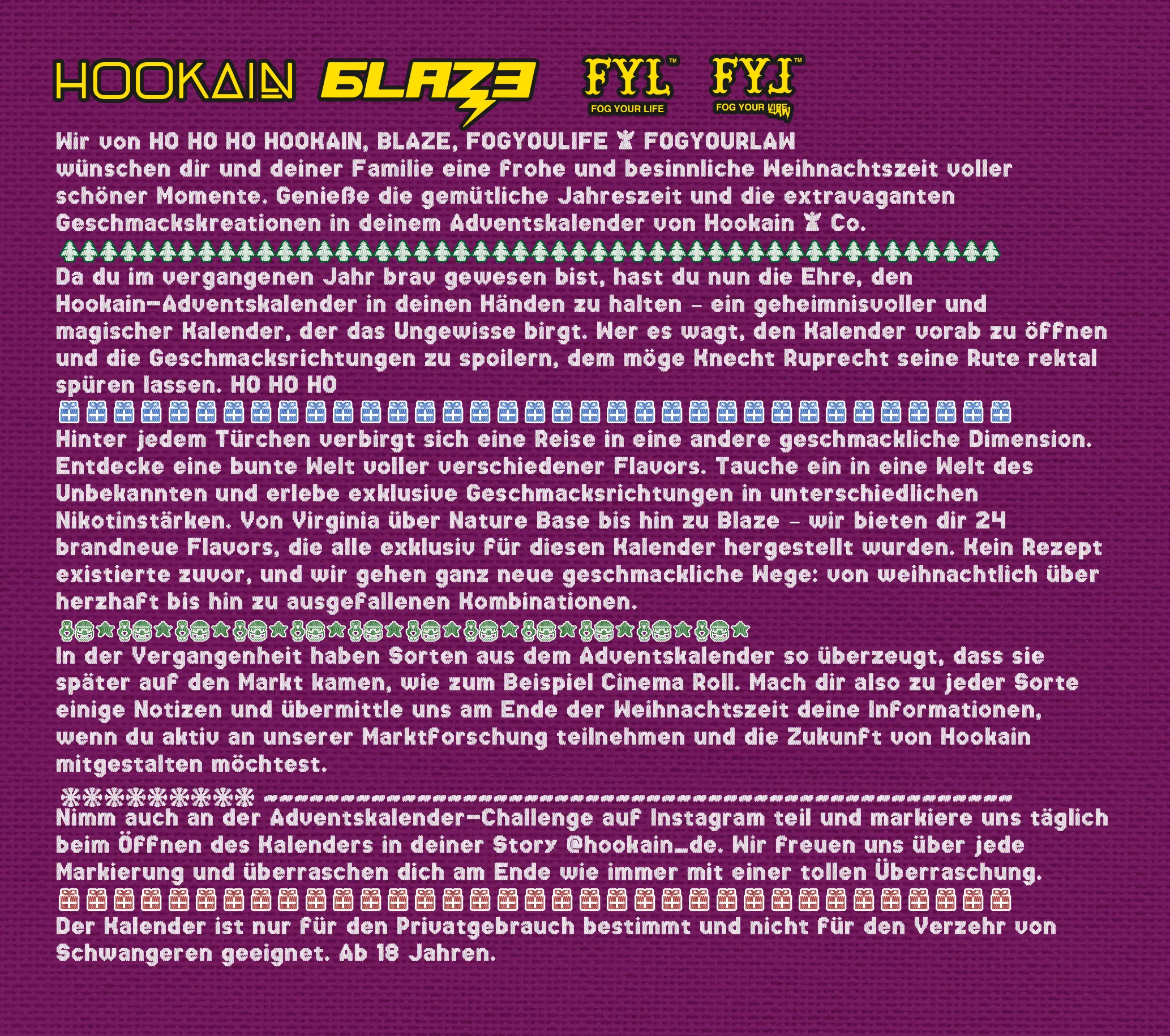 Shisha Tabak Adventskalender 2024 – HOOKAIN | Limitierte exklusive Shisha Tabaksorten für Weihnachten 6 Shisha Tabak Adventskalender 2024 – HOOKAIN | Limitierte exklusive Shisha Tabaksorten für Weihnachten 6
