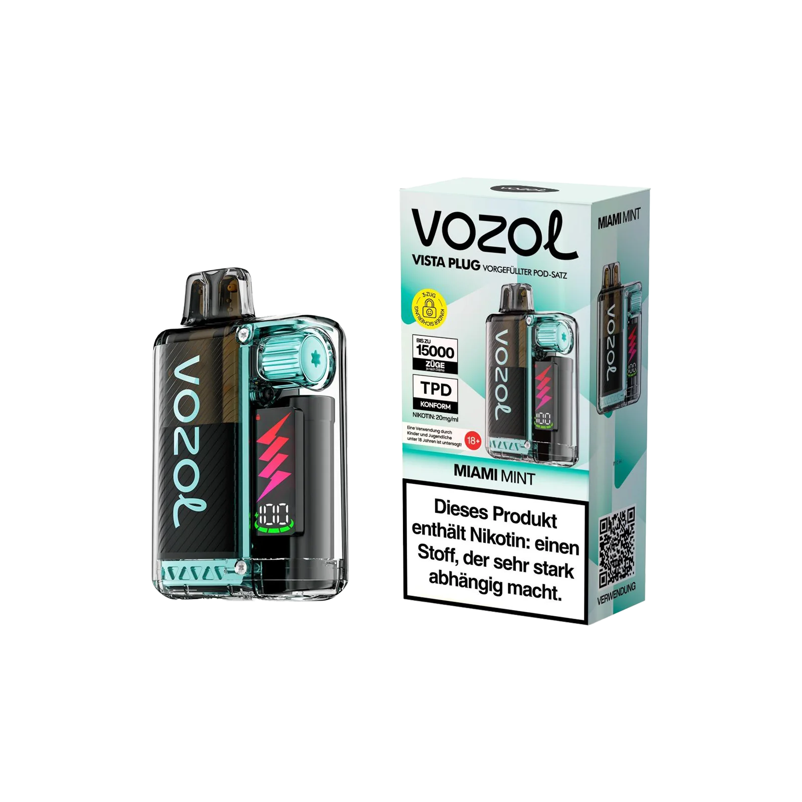 Vozol Vista Plug Starterkit Miami Mint E-Zigarette – 15.000 Züge