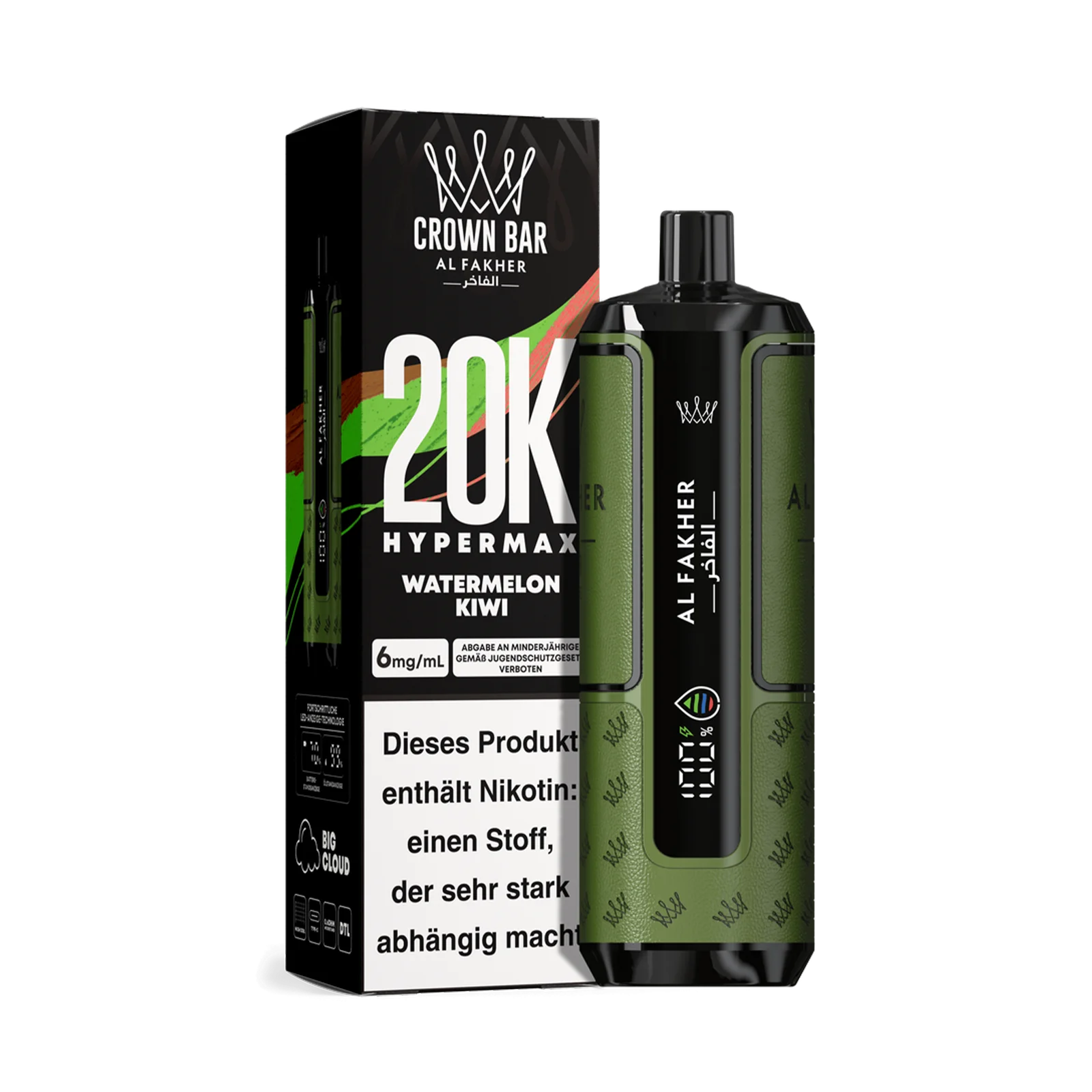 Al Fakher - Crown Bar - Hypermax - 20k - Watermelon kiwi 1