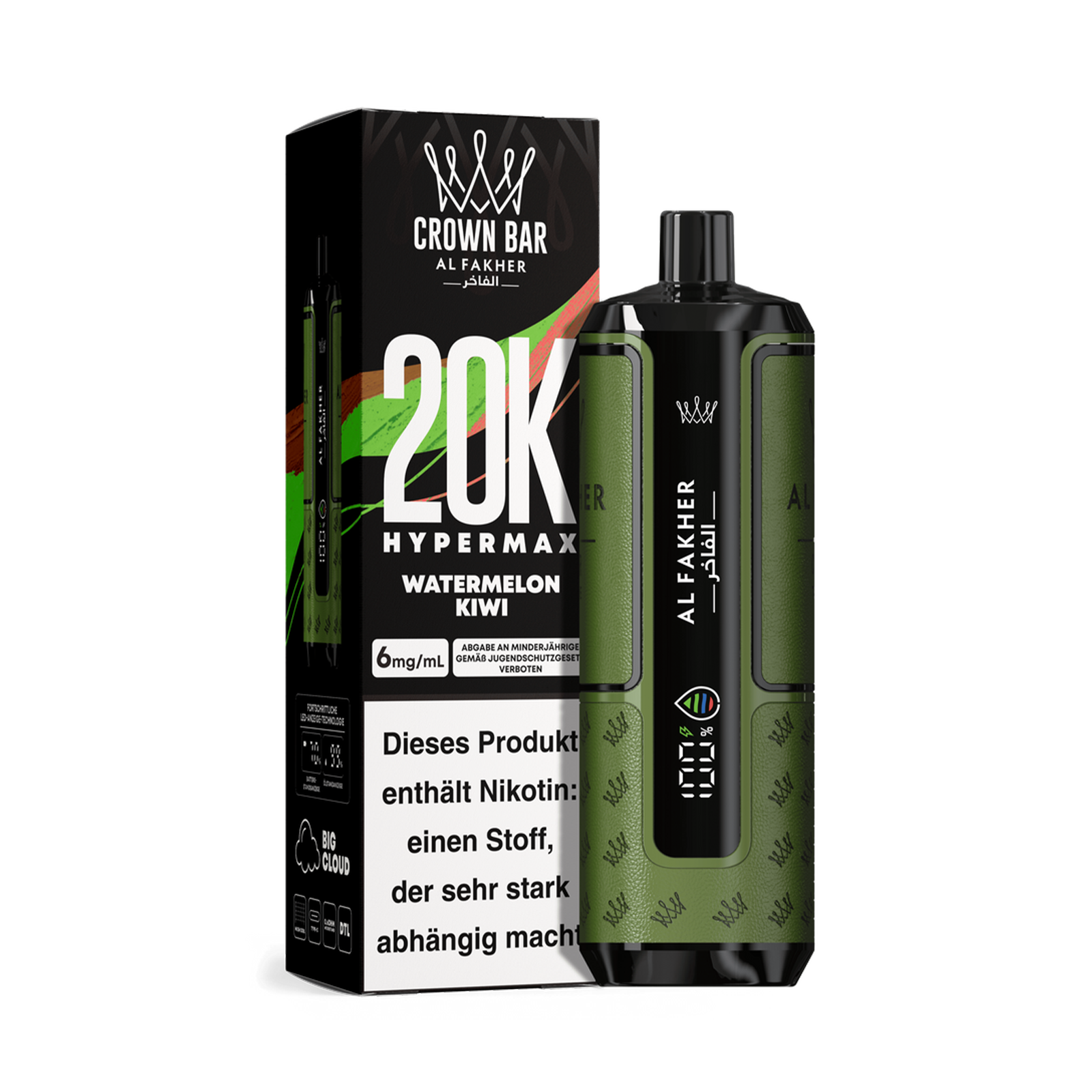 Al Fakher - Crown Bar - Hypermax - 20k - Watermelon kiwi 1