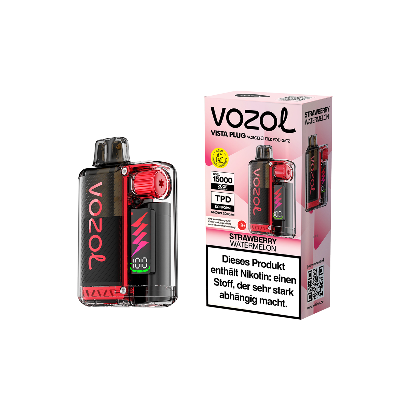 Vozol Vista Plug Starterkit Strawberry Watermelon – 15000 Züge - 1