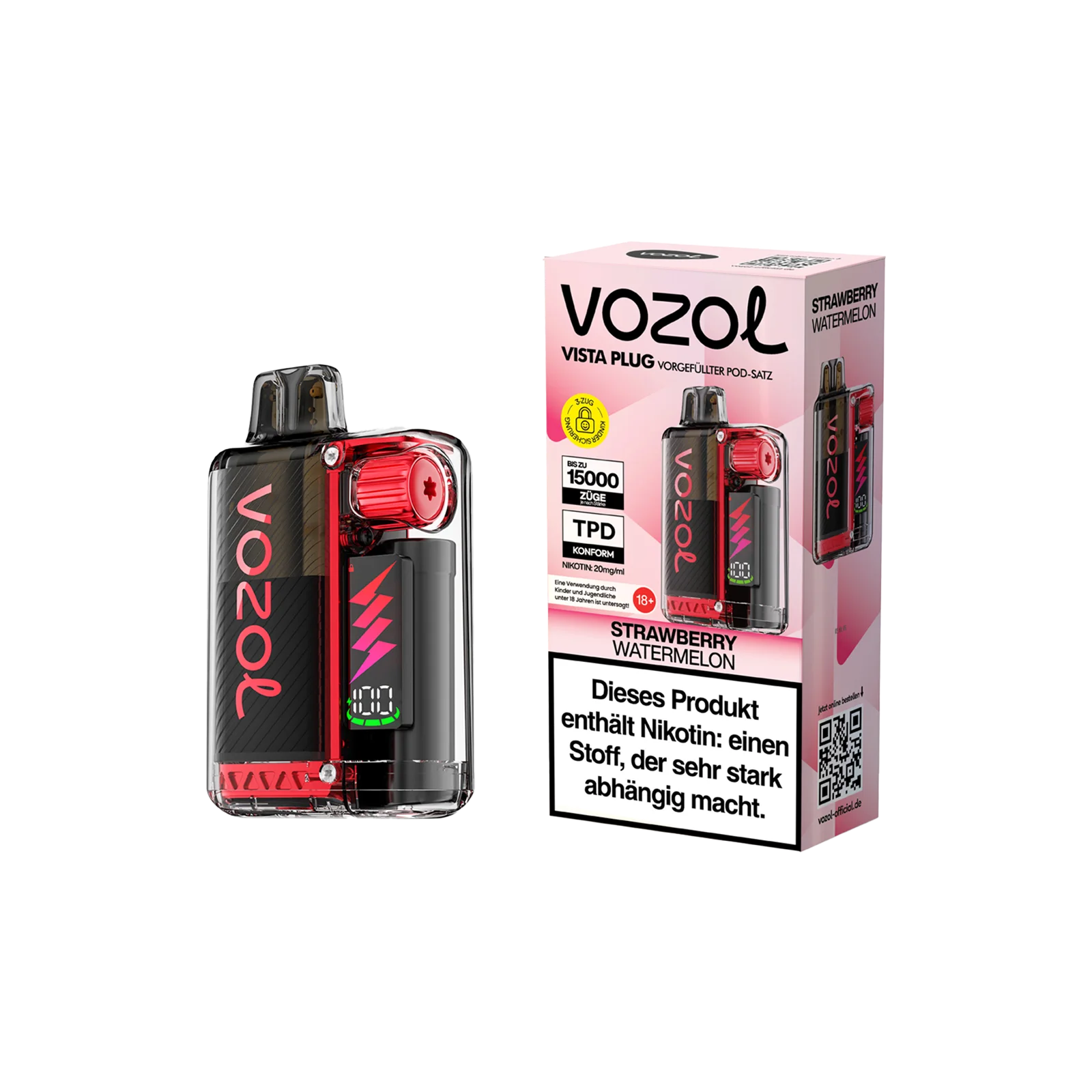 Vozol Vista Plug Starterkit Strawberry Watermelon – 15000 Züge - 1