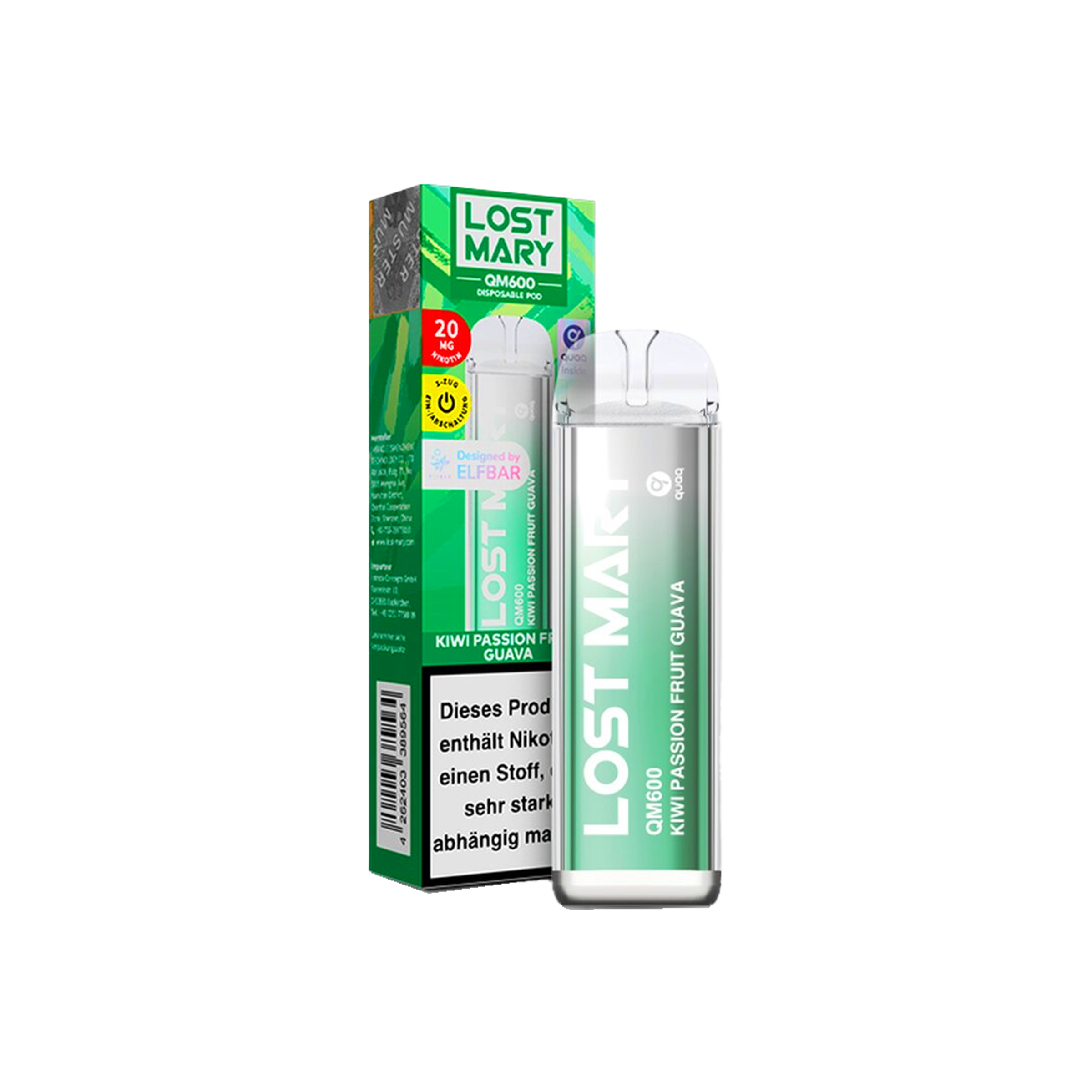 Lost Mary - QM600 - Kiwi Passion Fruit Guava - Vapestick - 20 mg | Alle neuen Sorten g&uuml;nstig online kaufen - Hookain E-Shisha Onlineshop