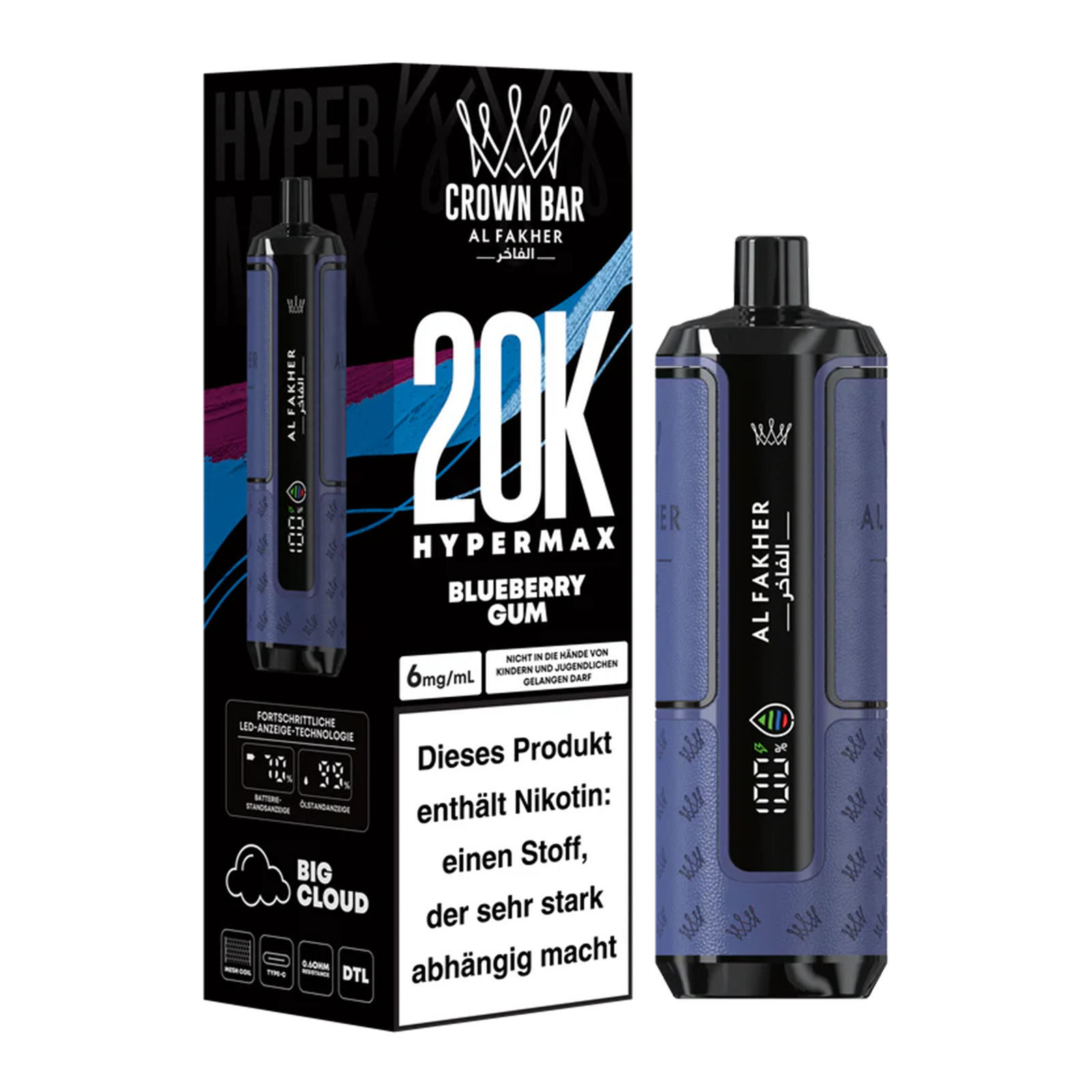 Al Fakher - Crown Bar - Hypermax - 20k - Blueberry Gum 2