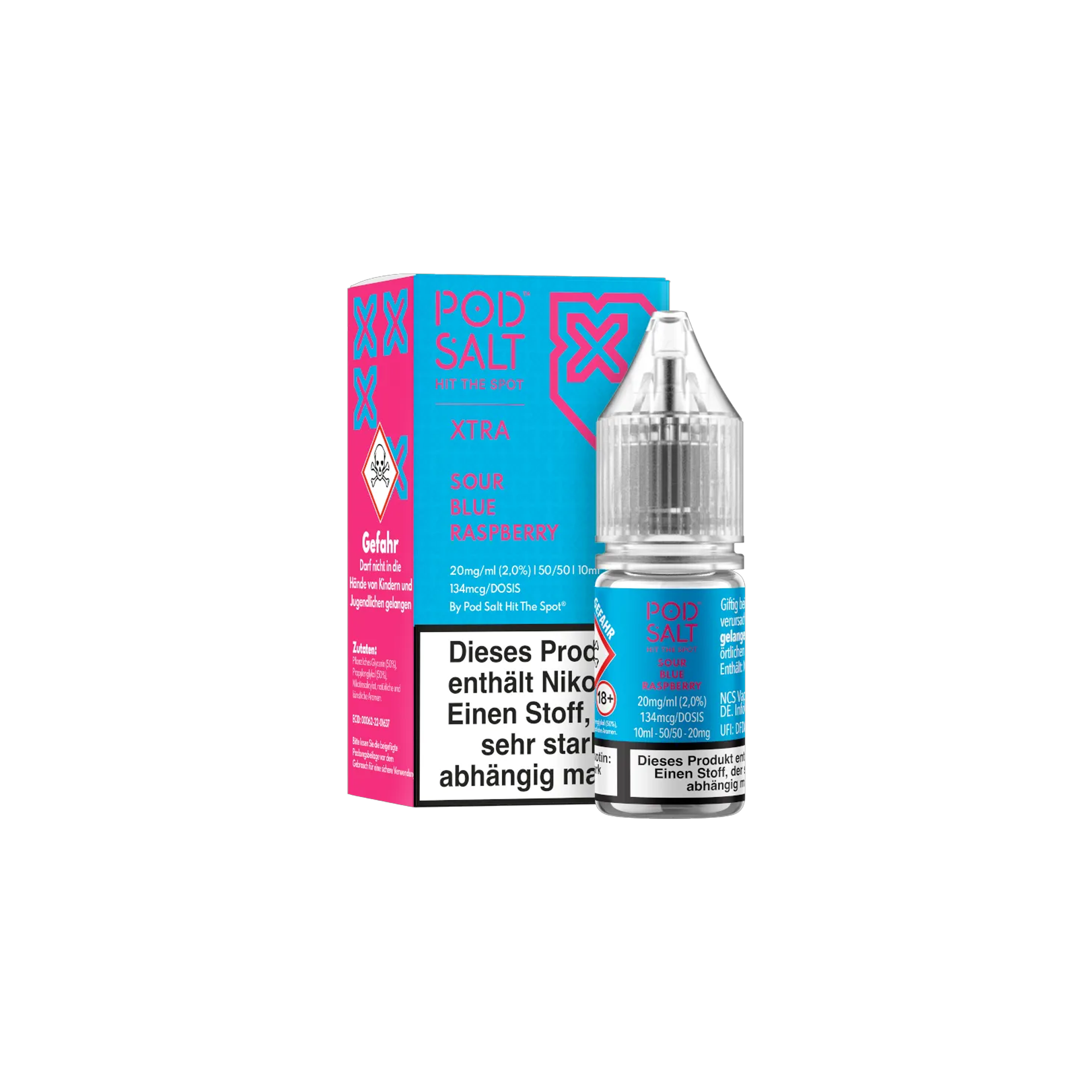 Pod Salt Xtra Nikotinsalz E-Liquid Sour Blue Raspberry 10 ml mit 20 mg g&uuml;nstig bestellen 2