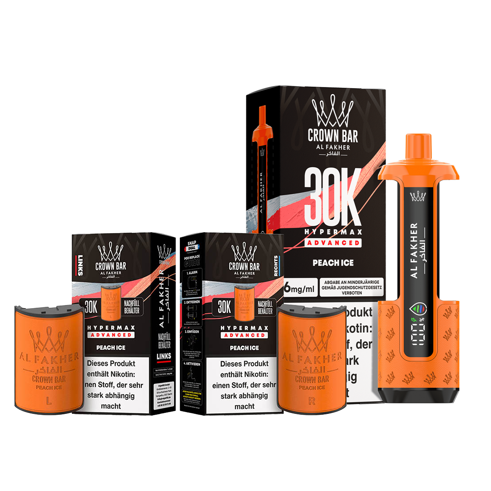 Al Fakher - Crown Bar - Hypermax - Advanced - 30K - Peach Ice 1
