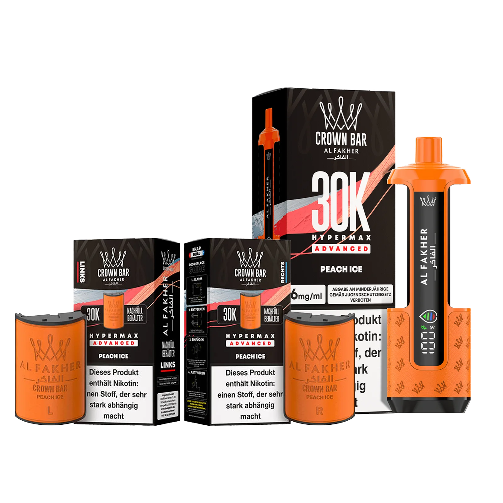 Al Fakher - Crown Bar - Hypermax - Advanced - 30K - Peach Ice 1