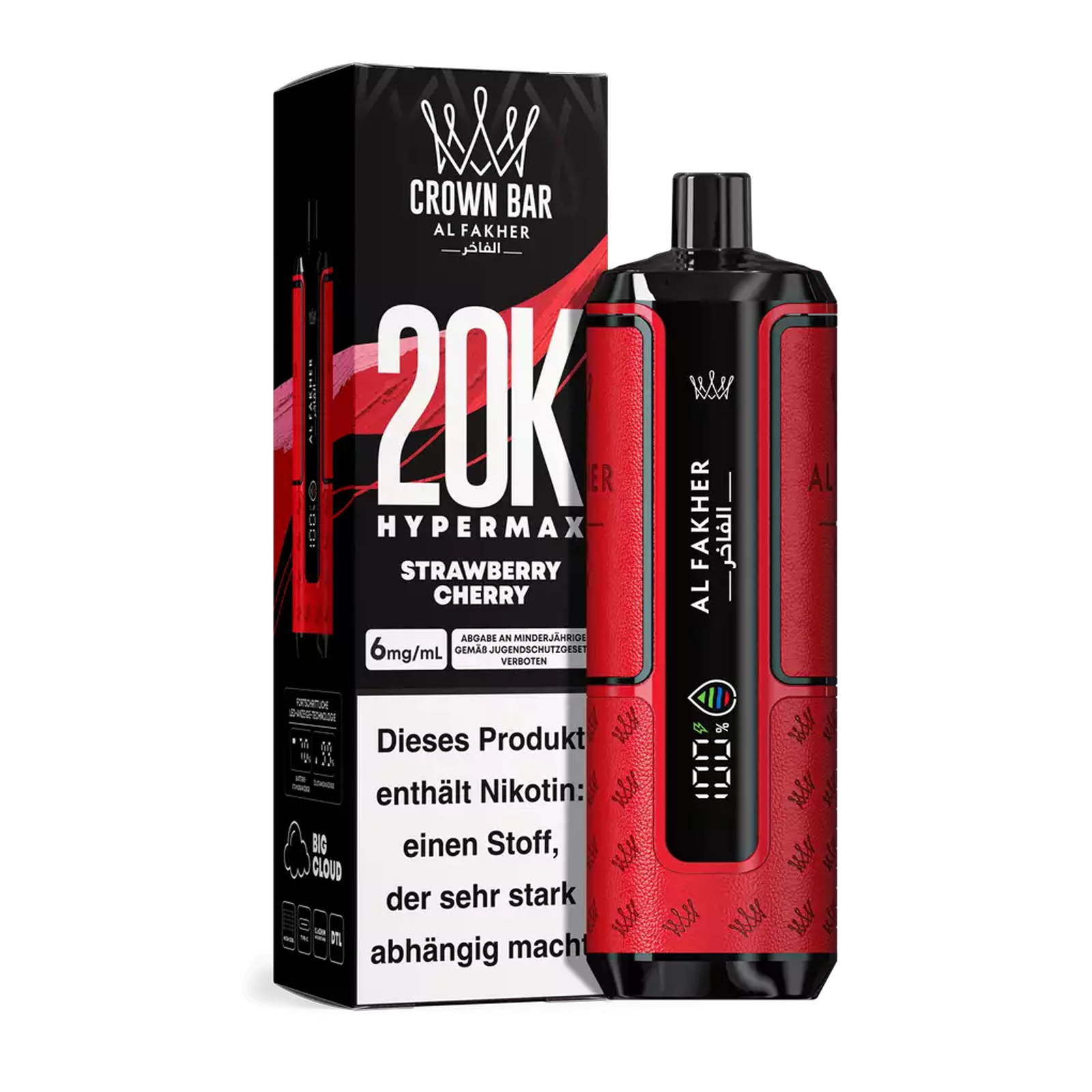 Al Fakher - Crown Bar - Hypermax - 20k - Strawberry Cherry 1
