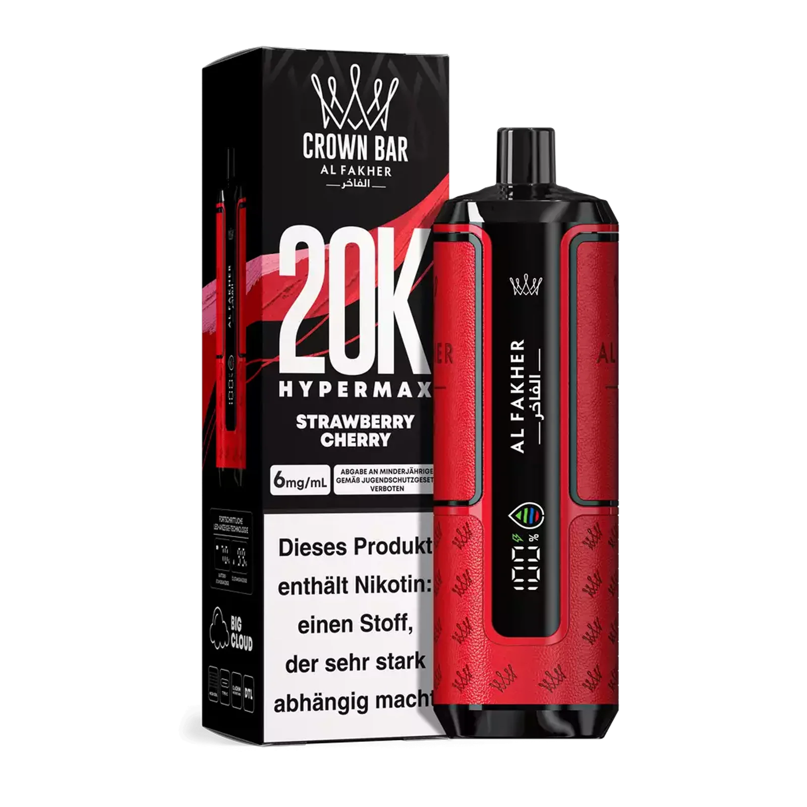 Al Fakher - Crown Bar - Hypermax - 20k - Strawberry Cherry 1