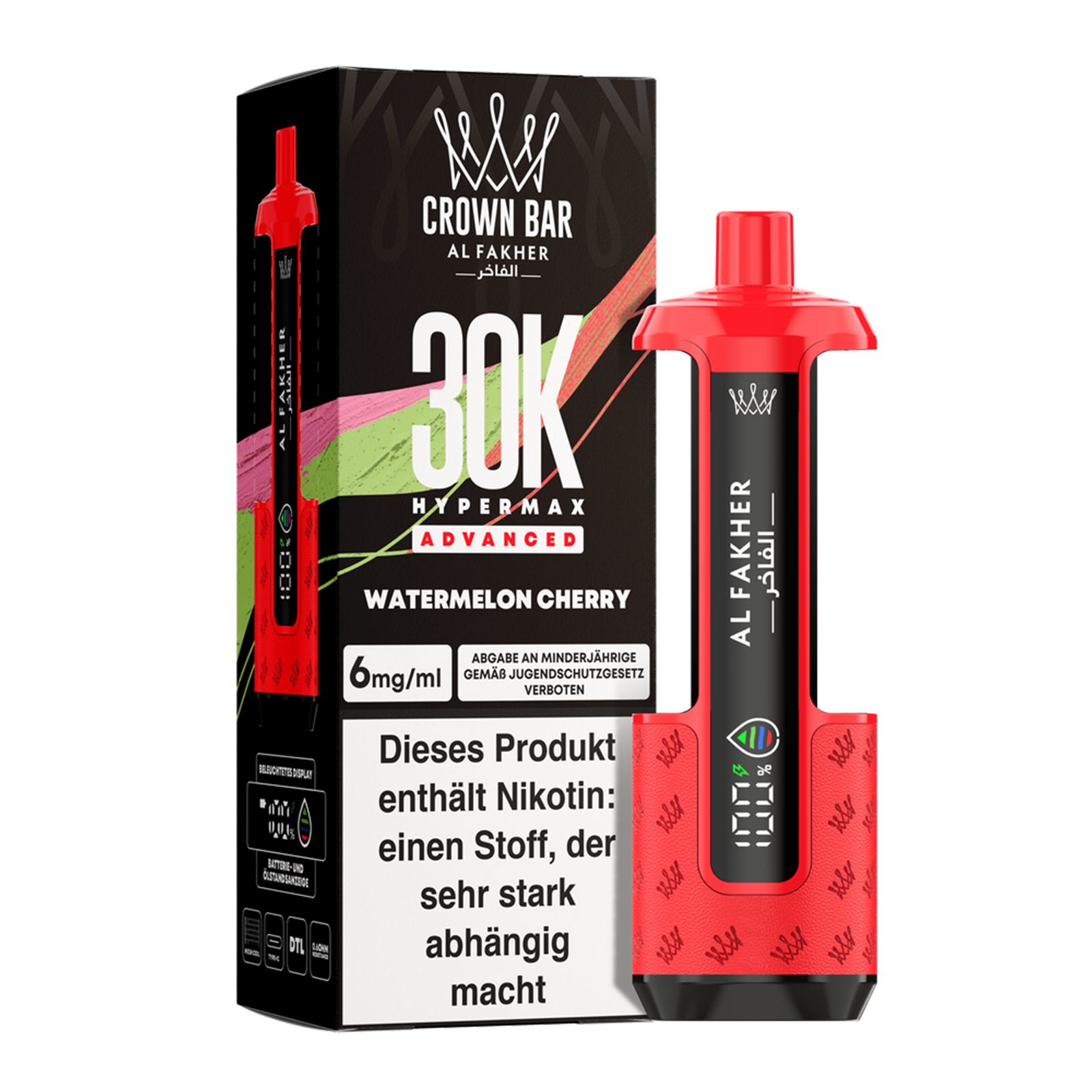 Al Fakher - Crown Bar - Hypermax - Advanced - 30K - Watermelon Cherry 2