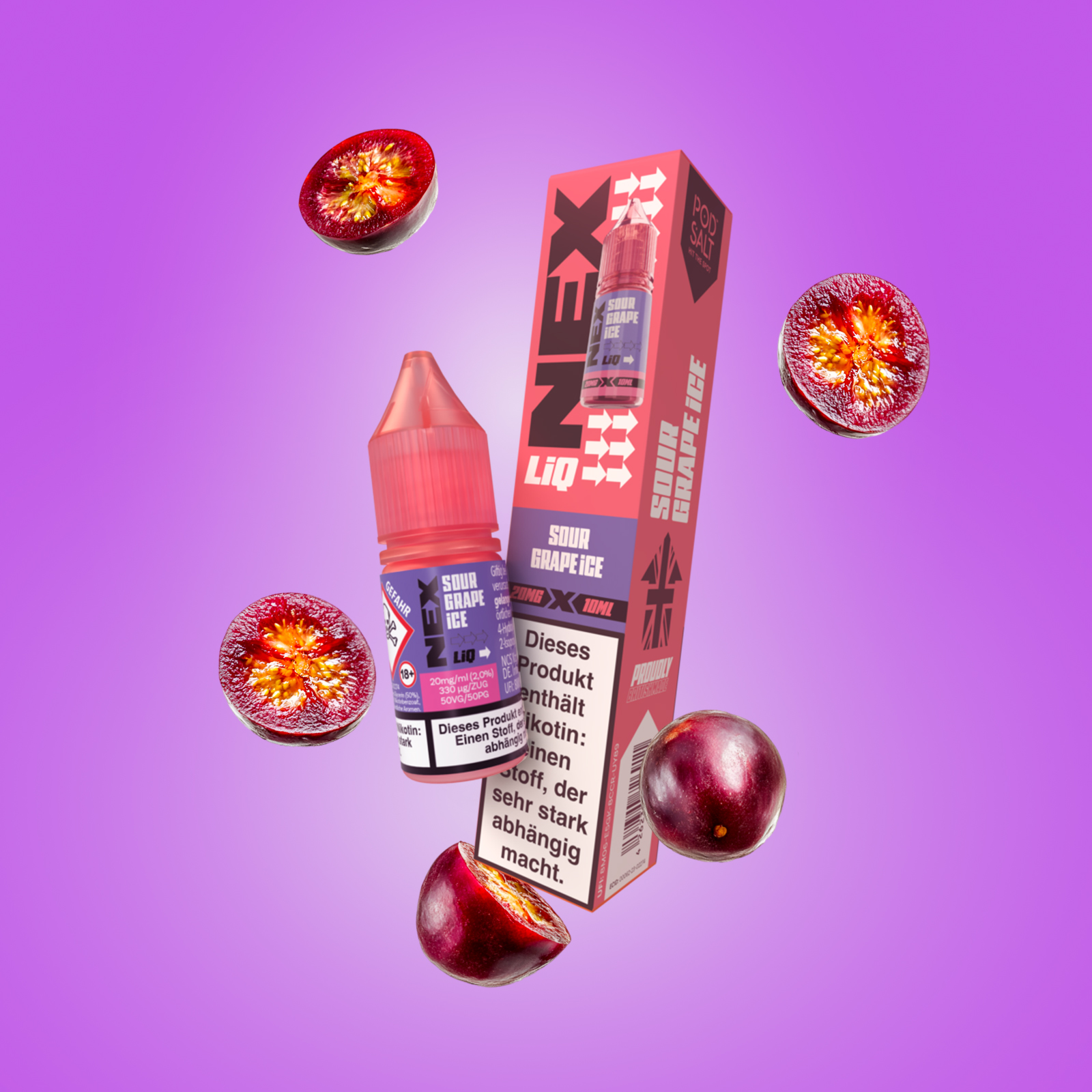 NexLiq - Pod Salt- NicSalt - 10 ml 20 mg Sour Grape Ice 1