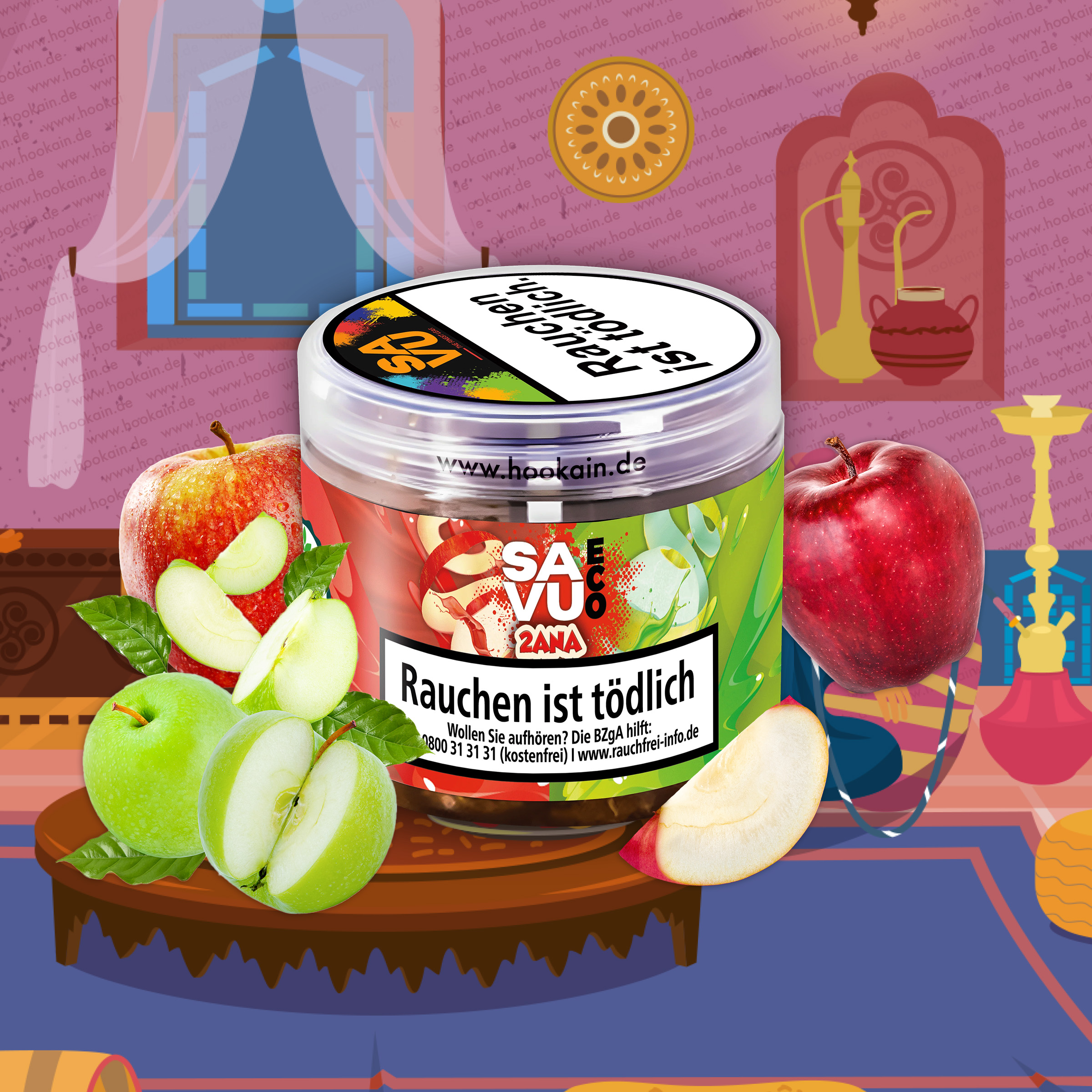 Savu Eco - 2 Ana 75g Pfeifentabak mit Doppelapfel | Premium Virginia Tabak | Savu Dry Base