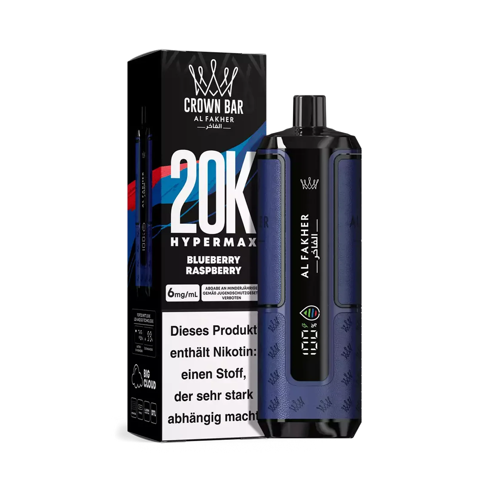 Al Fakher - Crown Bar - Hypermax - 20k - Blueberry Raspberry1
