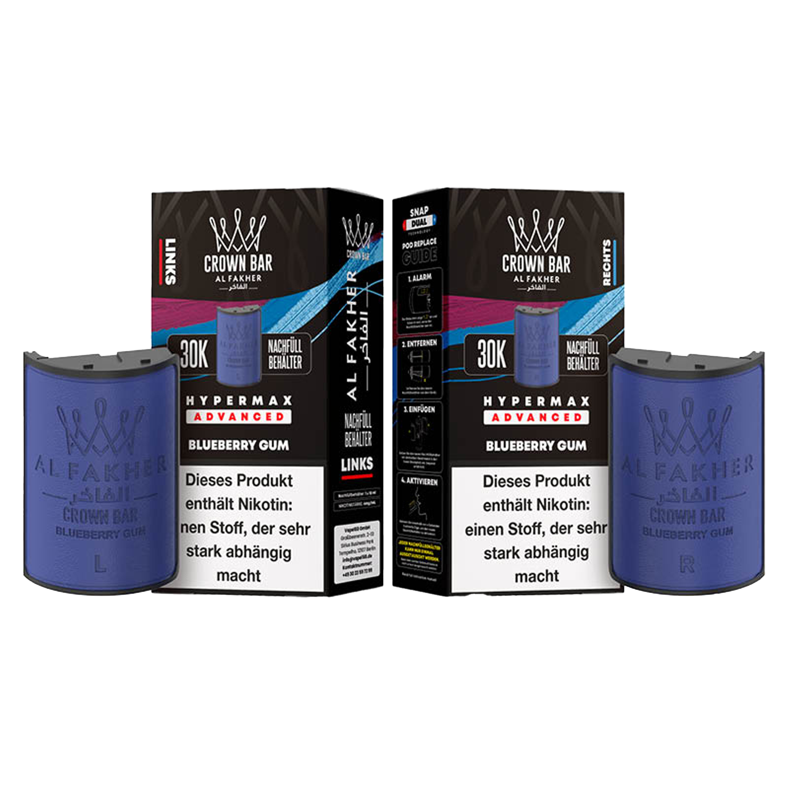 Al Fakher - Crown Bar - Hypermax - Advanced - 30K - Blueberry Gum 3