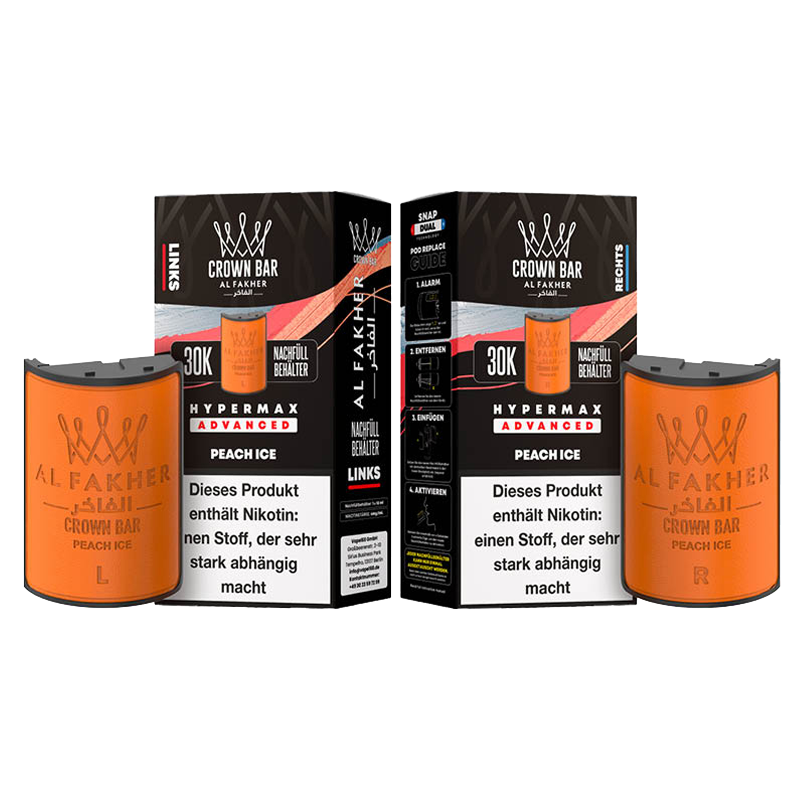 Al Fakher - Crown Bar - Hypermax - Advanced - 30K - Peach Ice 3