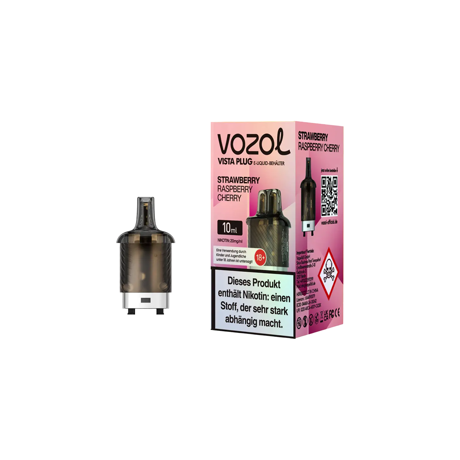 Vozol Vista Plug Pod Strawberry Raspberry Cherry 10 ml – Intensiver Genuss