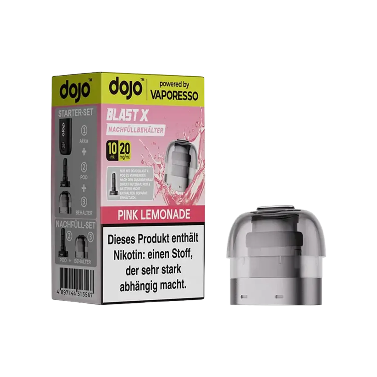 Vaporesso - Dojo Blast X - Pod 10ml - Pink Lemonade - 20mg1-1-1-1
