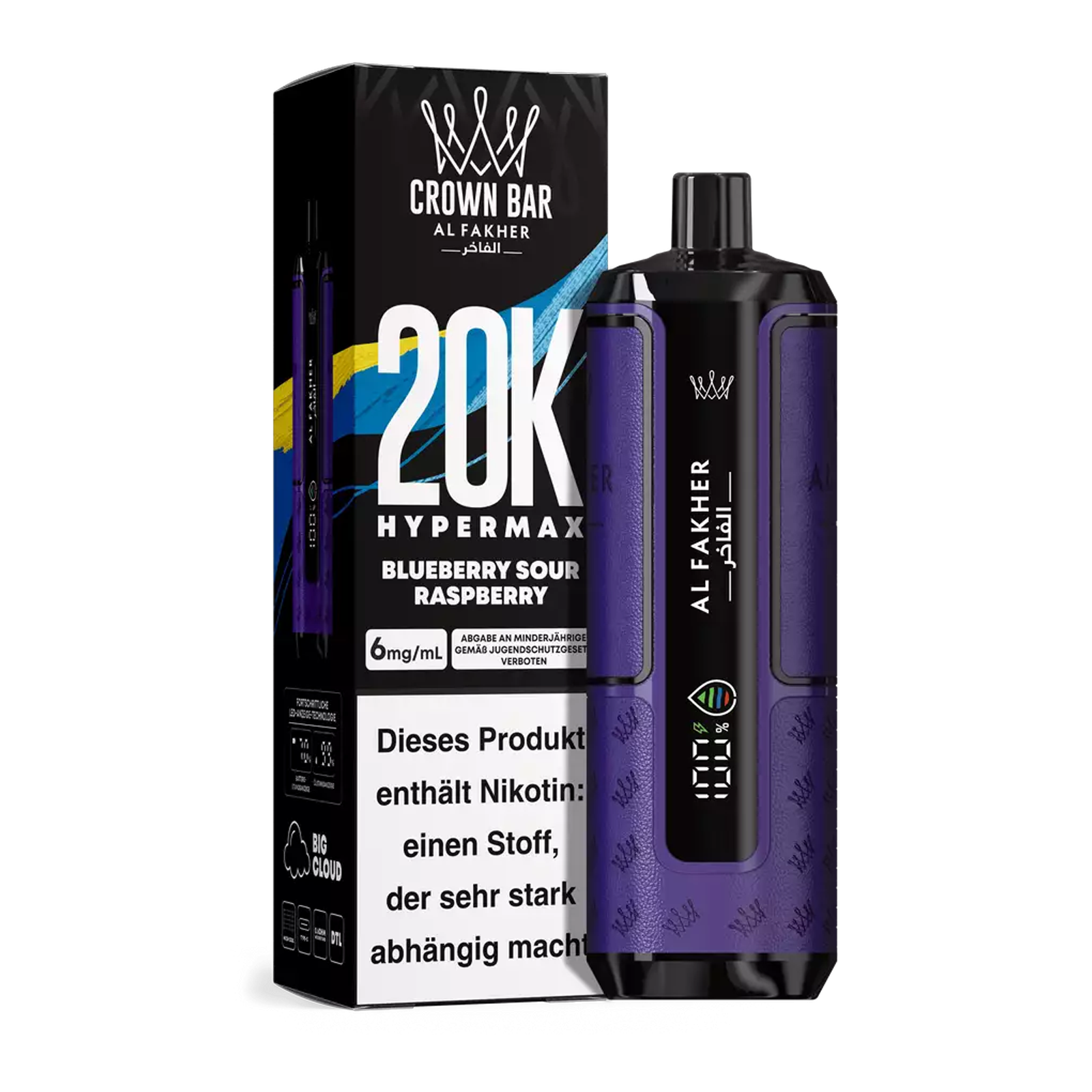 Al Fakher - Crown Bar - Hypermax - 20k - Blueberry Sour Raspberry 1