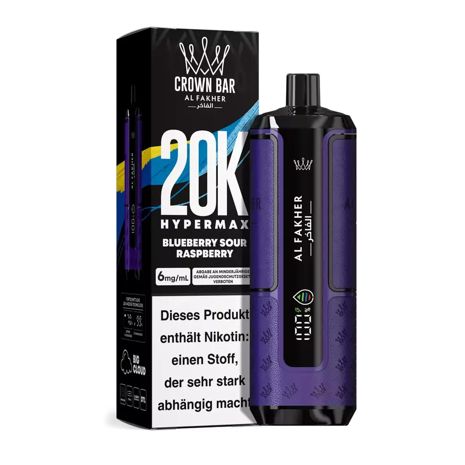 Al Fakher - Crown Bar - Hypermax - 20k - Blueberry Sour Raspberry 1