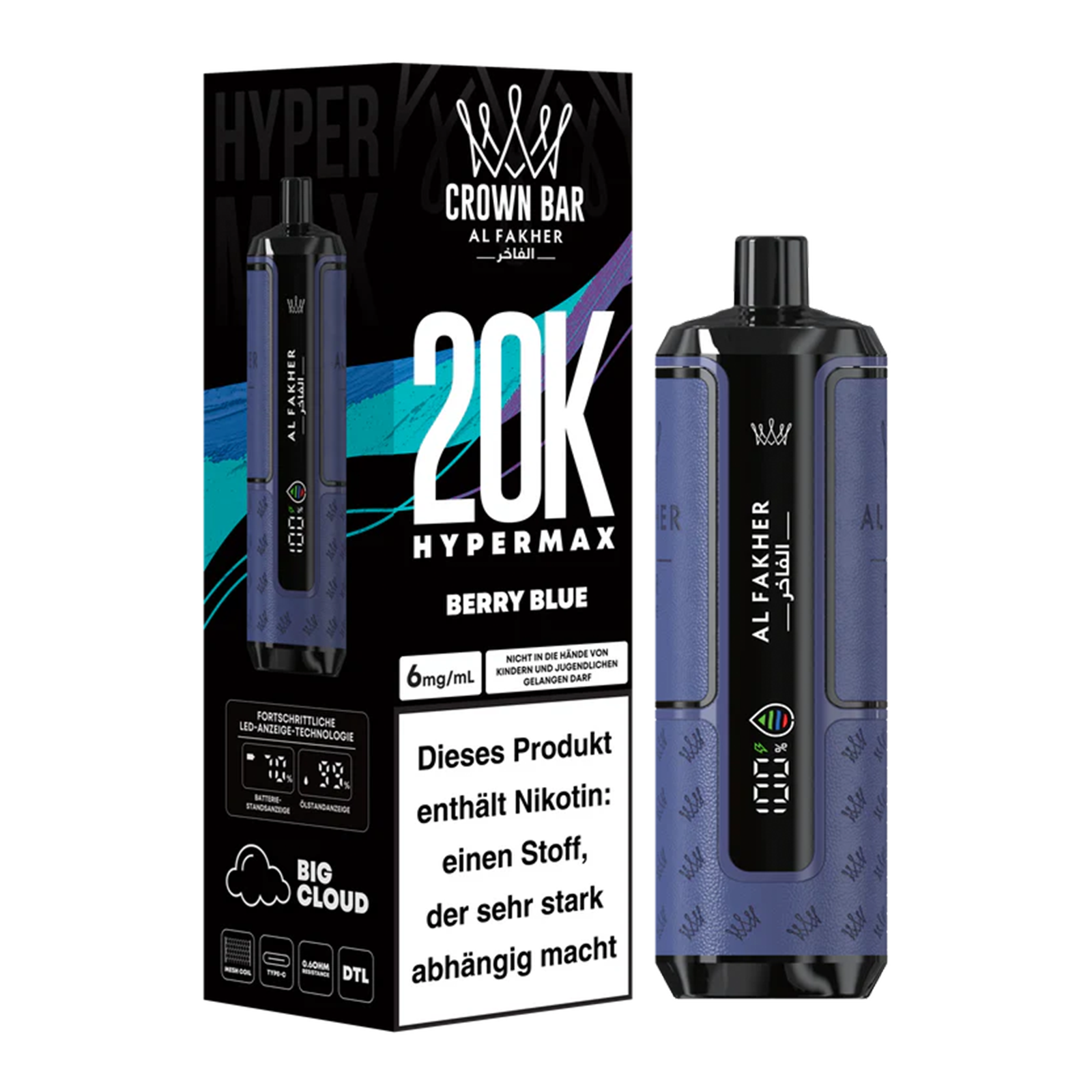 Al Fakher - Crown Bar - Hypermax - 20k - Berry Blue 2