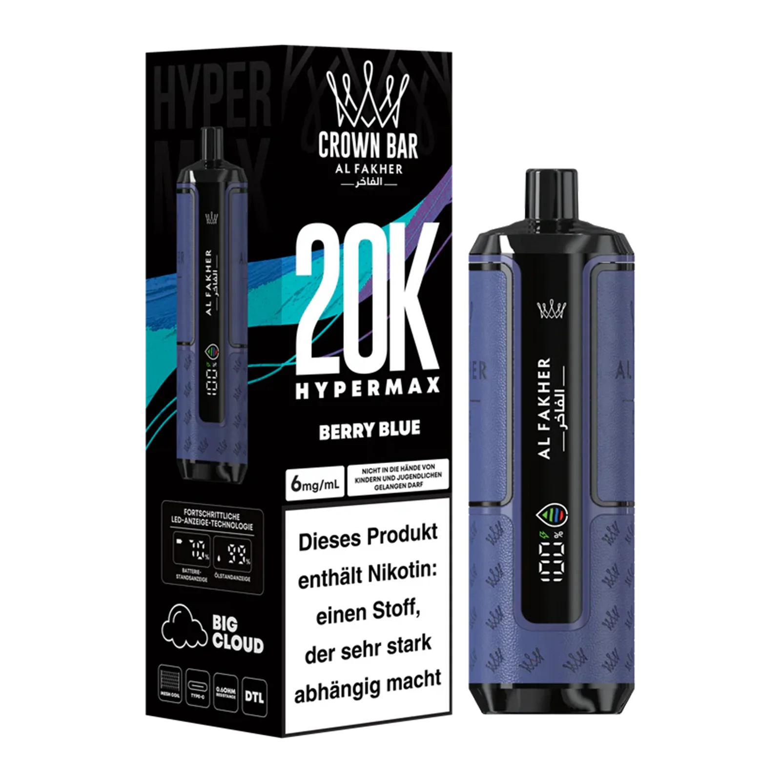 Al Fakher - Crown Bar - Hypermax - 20k - Berry Blue 2