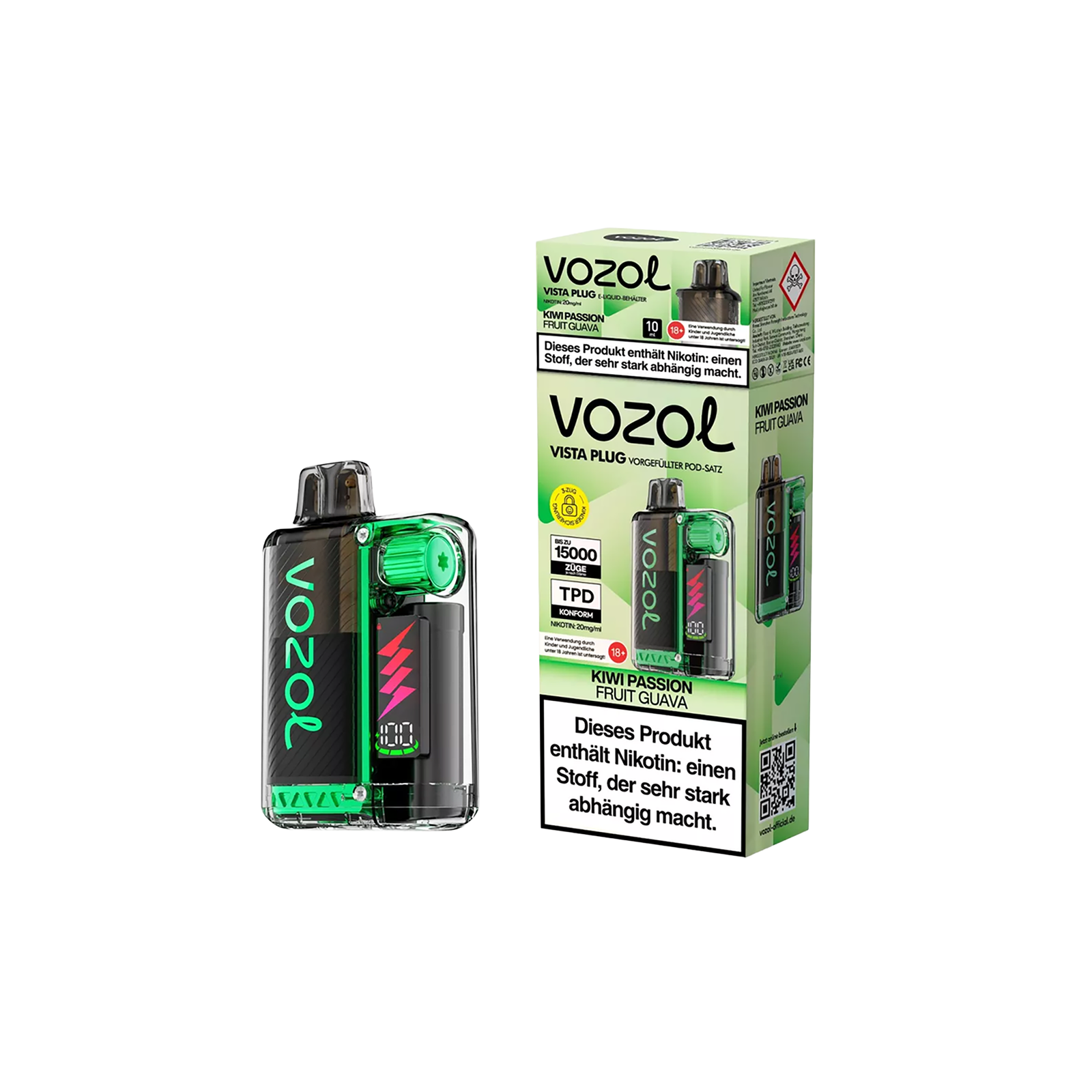 Vozol Vista Plug Starterkit Kiwi Passionfruit Guava – 15000 Züge - 1