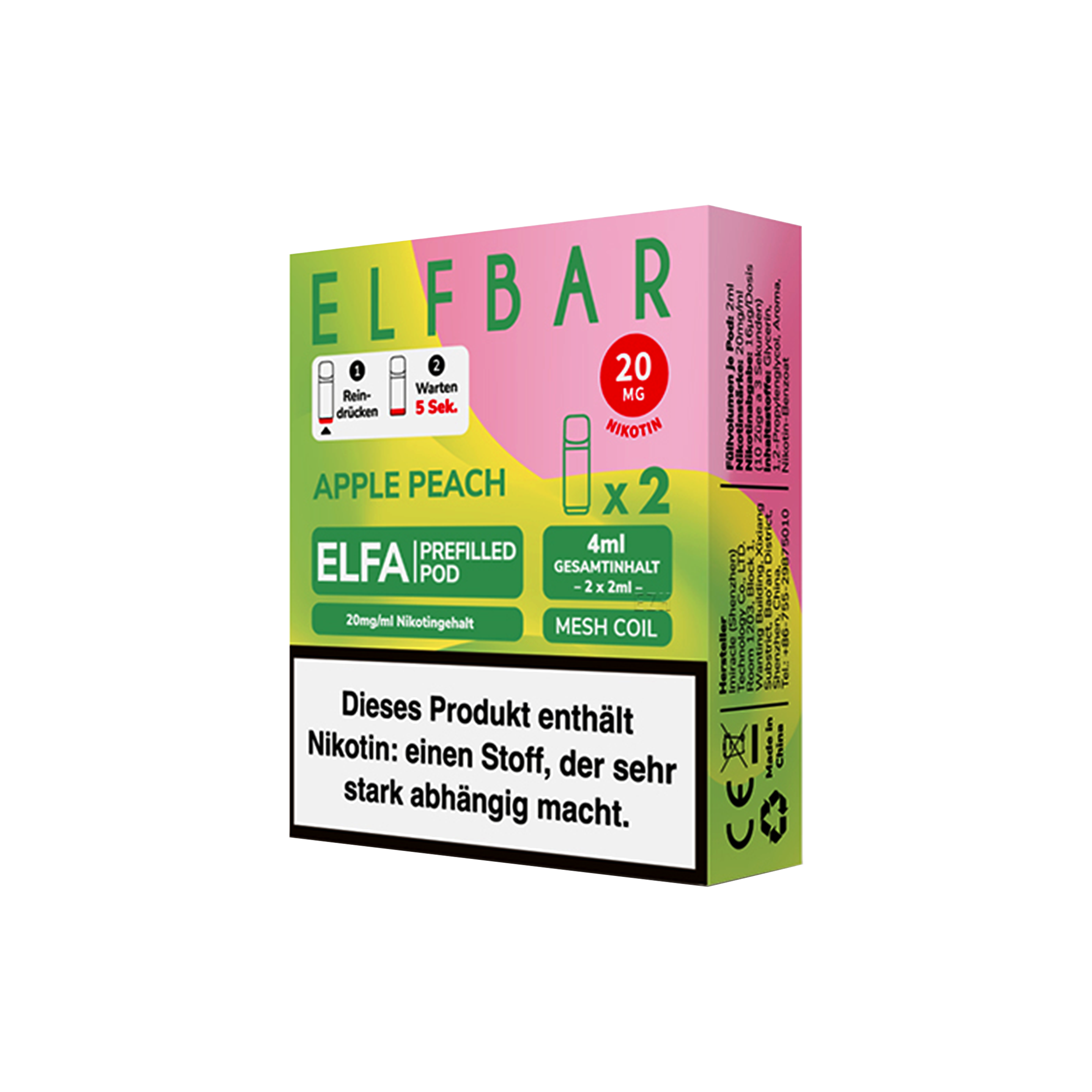 Elf Bar ELFA CP Prefilled Pod Apple Peach | New Liquid Varieties Elf Bar ELFA CP Prefilled Pod Apple Peach | New Liquid Varieties