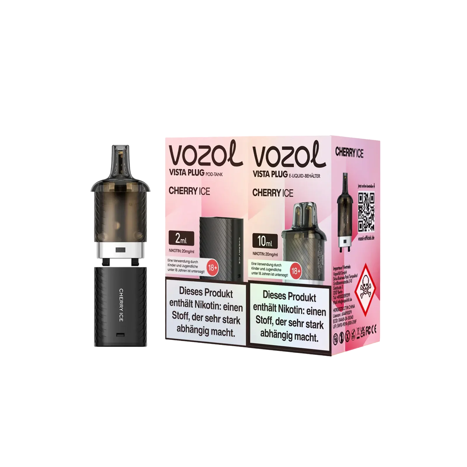 Vozol Cherry Ice 10 + 2 ml Pod Bundle – Bis zu 15.000 Züge