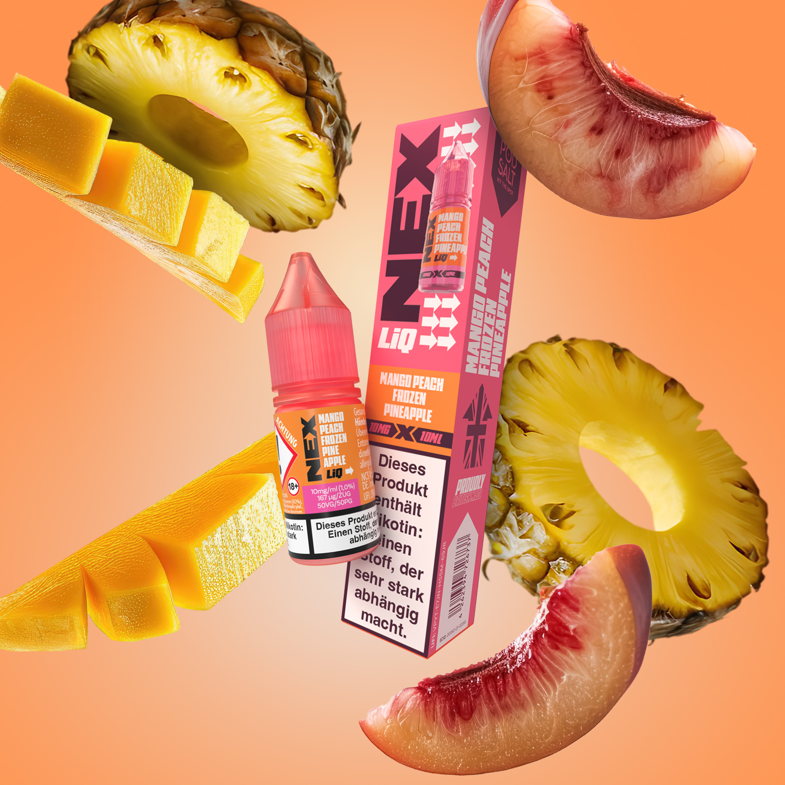 NexLiq - Pod Salt- NicSalt - 10 ml 20 mg Mango Peach Frozen Pineapple 2