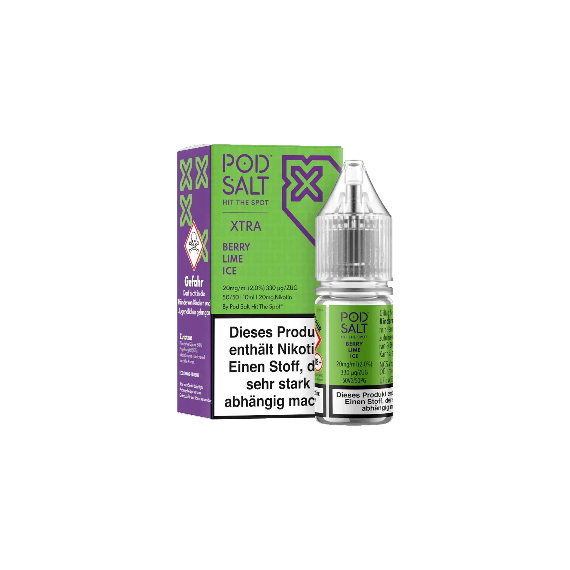 Pod Salt Xtra Nikotinsalz E-Liquid Berry Lime Ice 10 ml mit 20 mg günstig bestellen 2