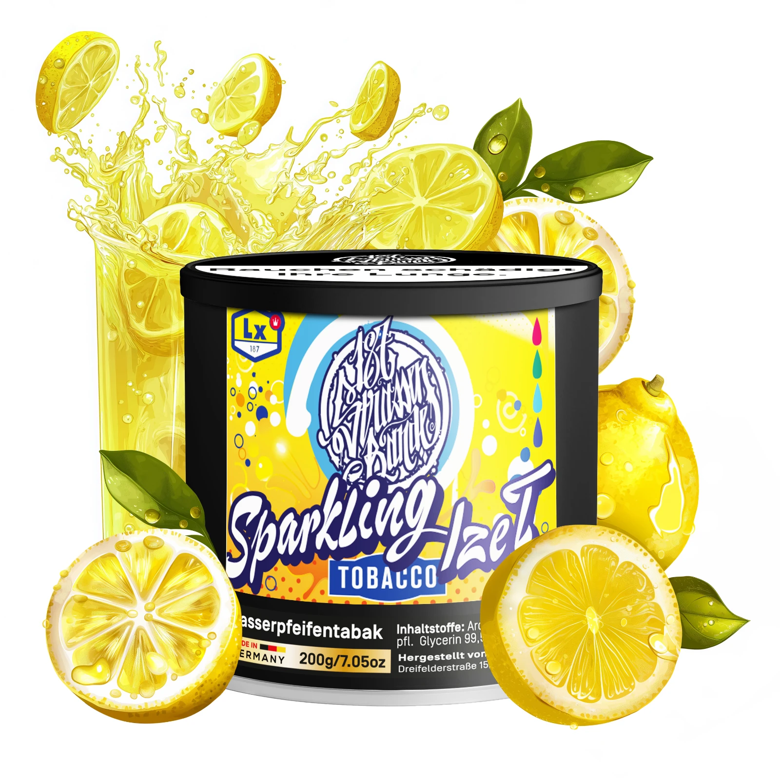 187 Sparkling Ize T Shisha Tabak 200 g mit Eistee-Zitronengeschmack in der Verpackung. 1