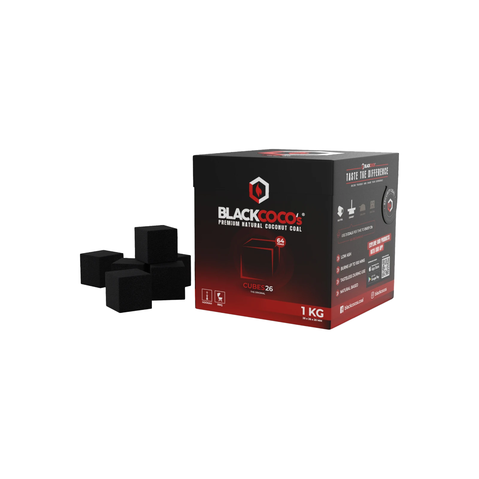 Blackcoco's - Naturkohle - Cubes26 - 1 kg | Premium Shisha-Kohle günstig online kaufen