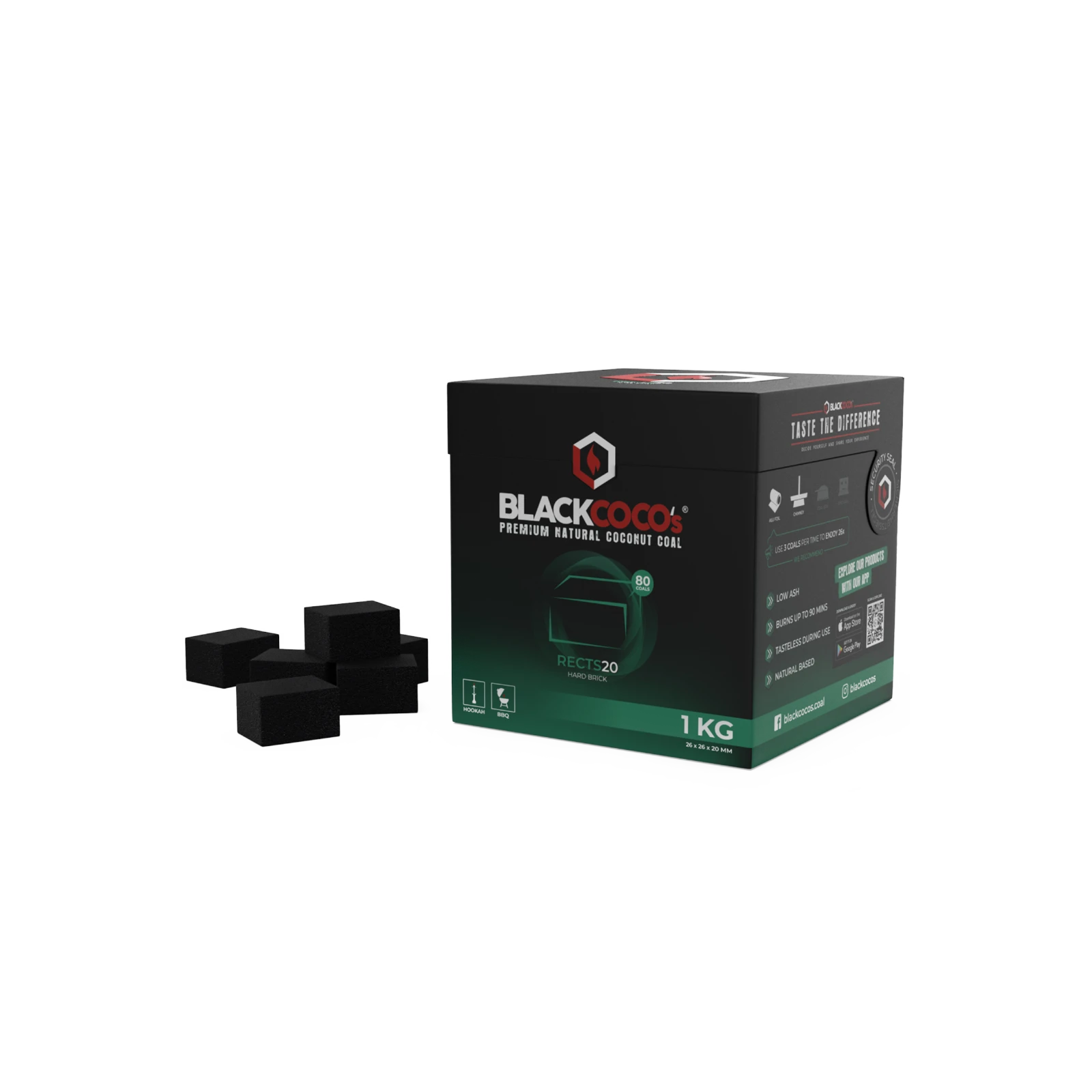 Blackcoco's - Naturkohle - Rects20 - 1 kg | Premium Shisha-Kohle günstig online kaufen