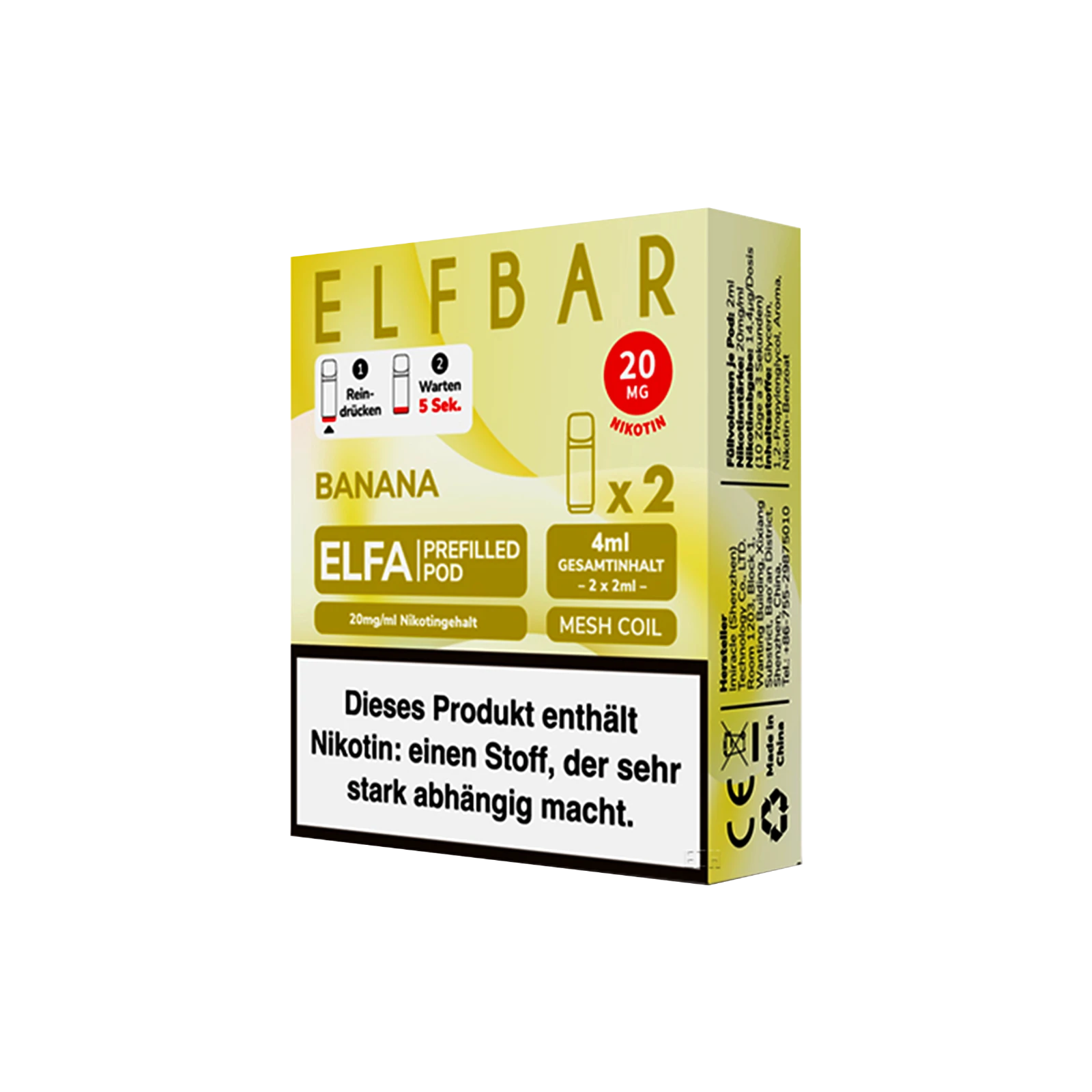 Elf Bar ELFA CP Prefilled Pod Banana | Neue Liquid Sorten