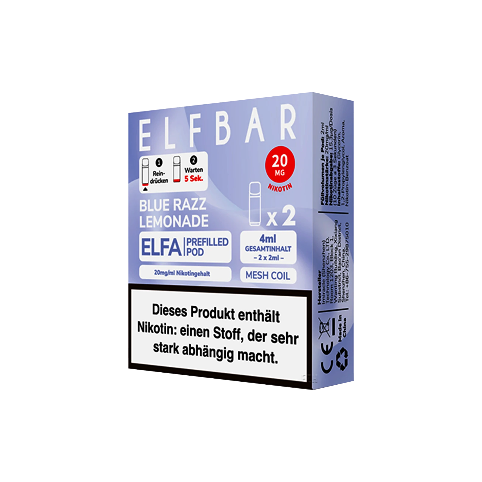 Elf Bar ELFA CP Prefilled Pod Blue Razz Lemonade | Neue Liquid Sorten