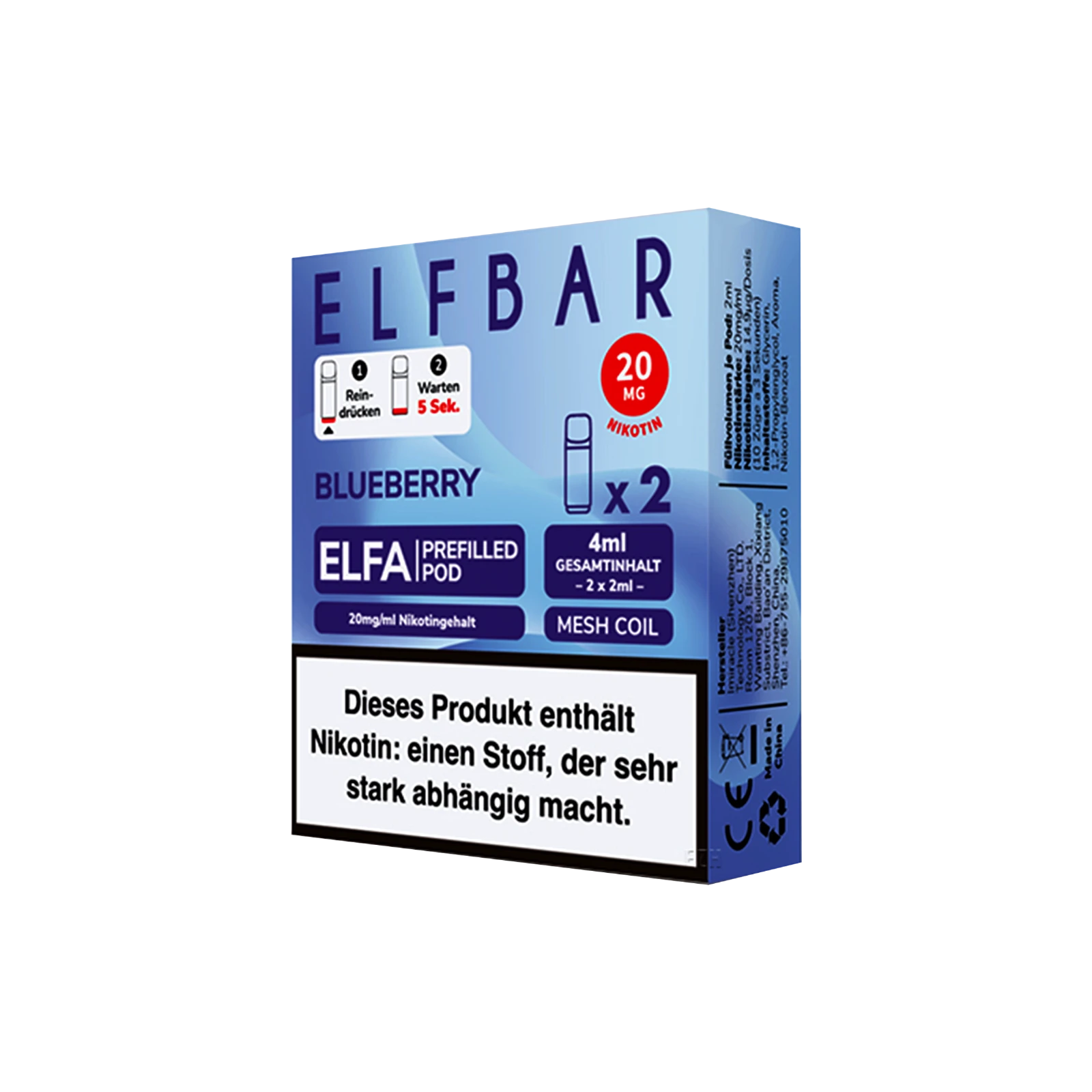 Elf Bar ELFA CP Prefilled Pod Blueberry | Neue Liquid Sorten