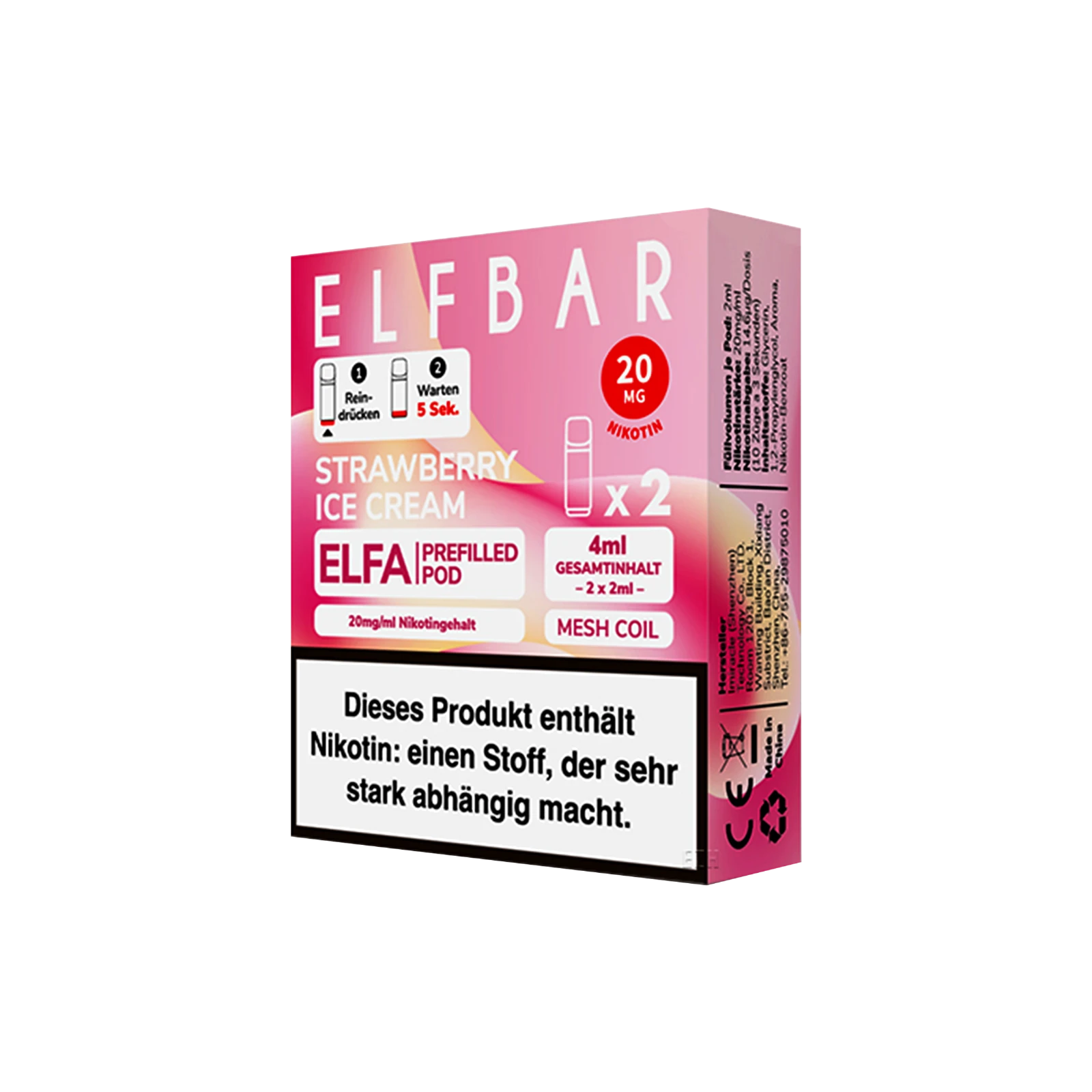 Elf Bar ELFA CP Prefilled Pod Strawberry Ice Cream | Neue Liquid Sorten