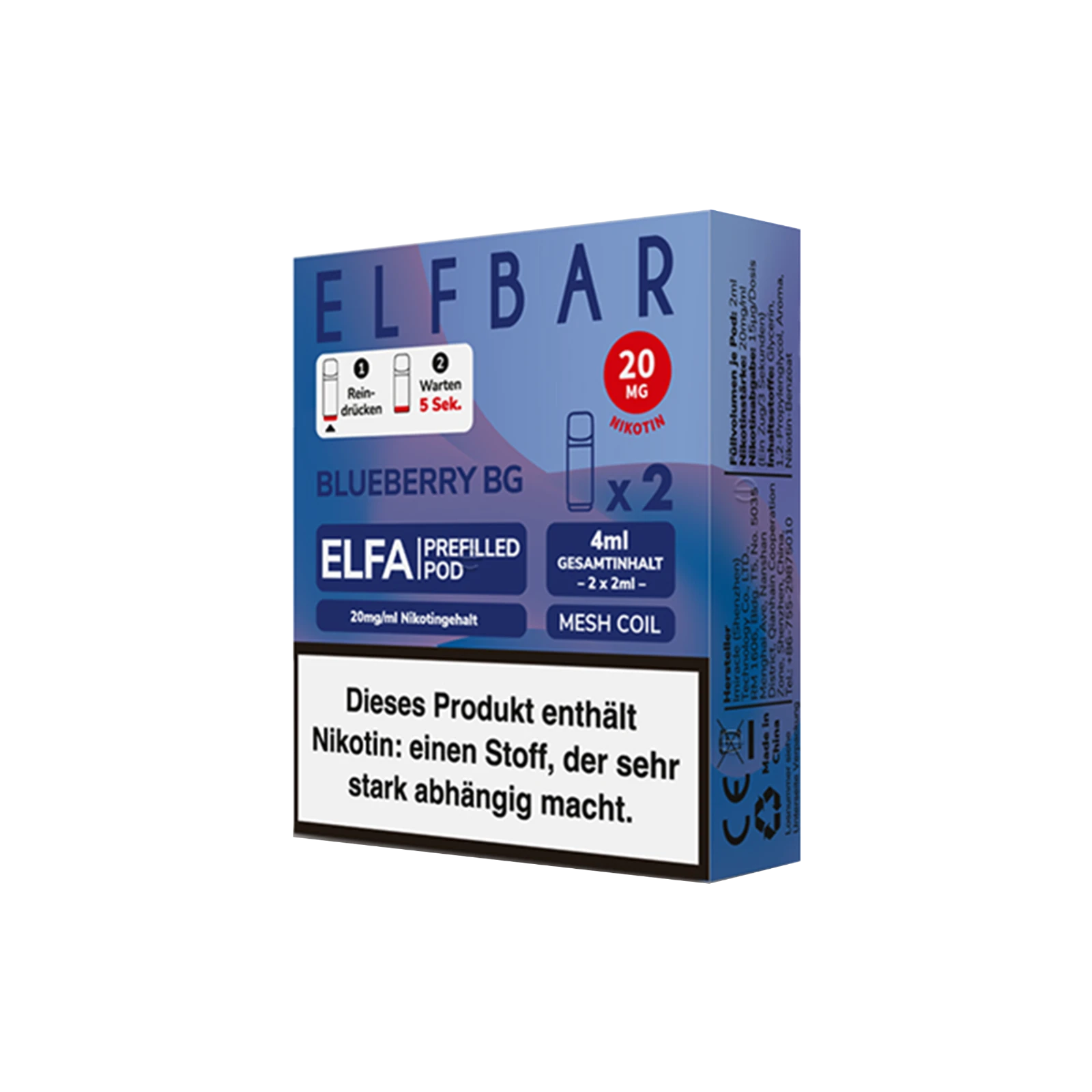 Elf Bar ELFA Prefilled Pod Blueberry Bubblegum | Neue Liquid Sorten1