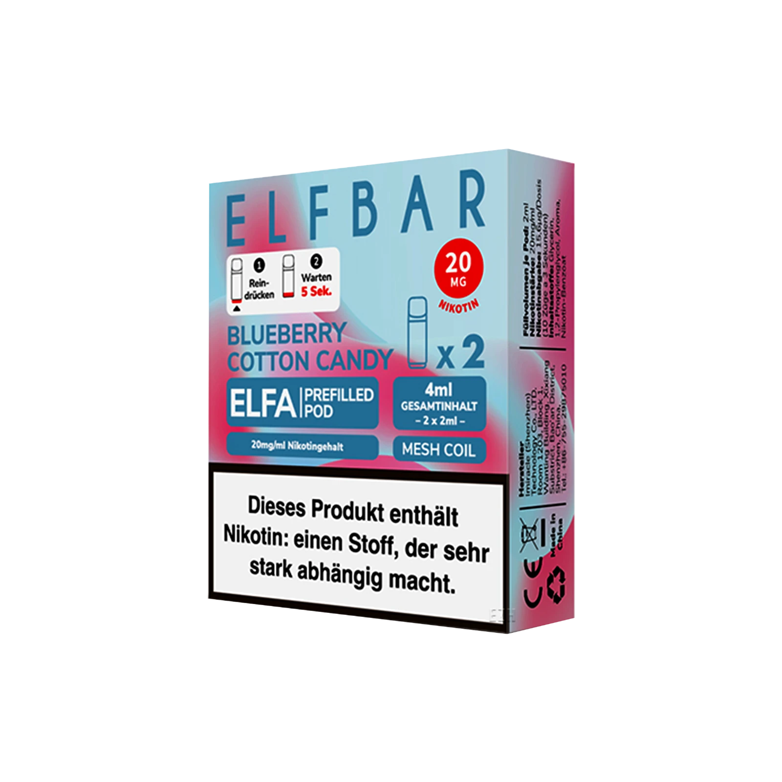 Elf Bar ELFA Prefilled Pod Blueberry Cotton Candy | Neue Liquid Sorten