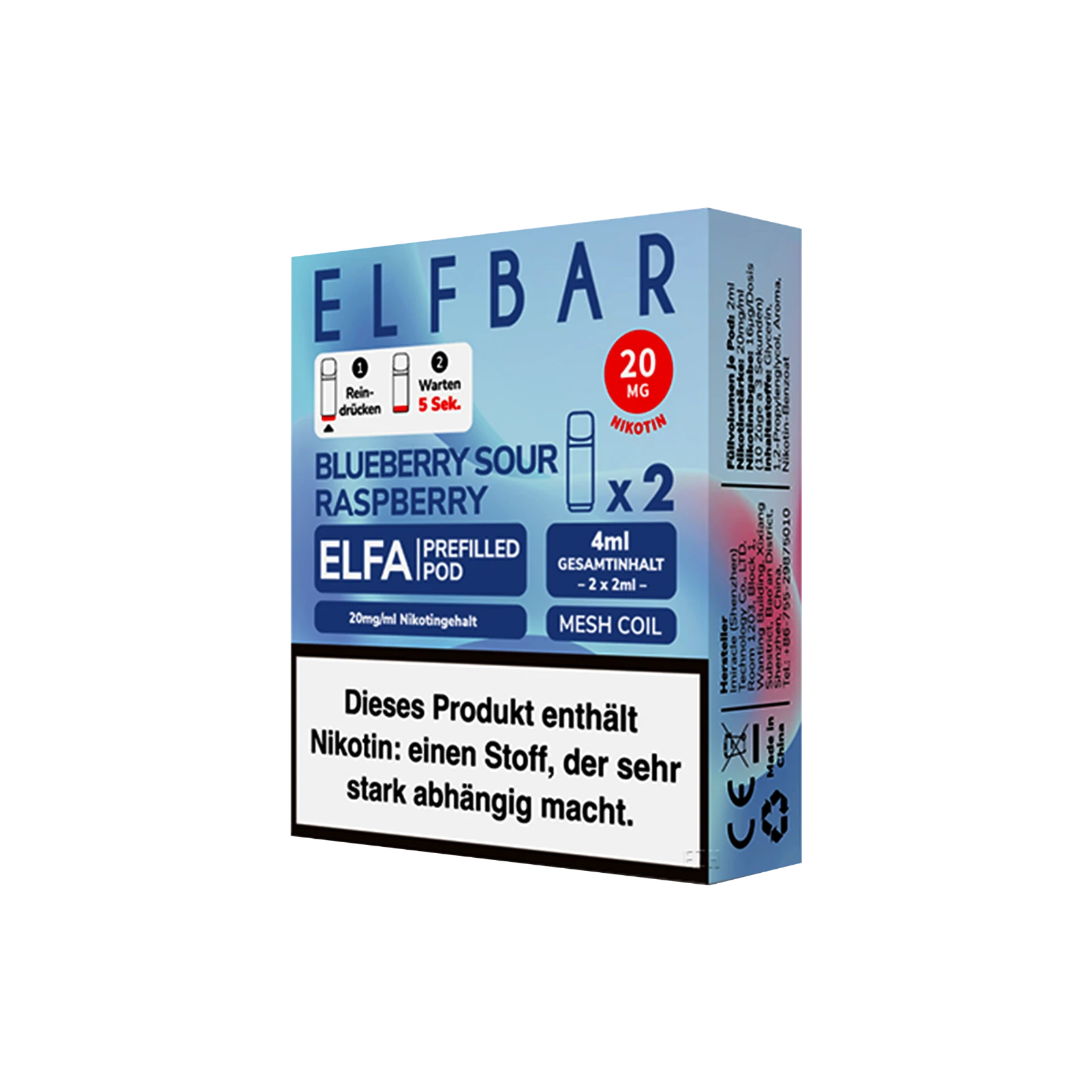 Elf Bar ELFA Prefilled Pod Blueberry Sour Raspberry | Neue Liquid Sorten
