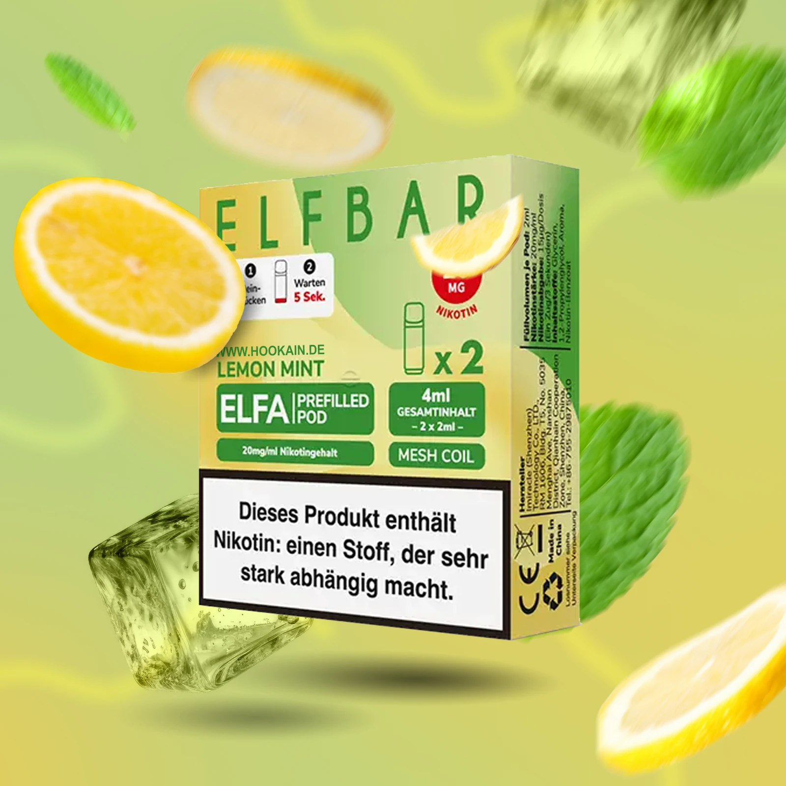 Elf Bar - ELFA - Prefilled Pod - Lemon Mint 1