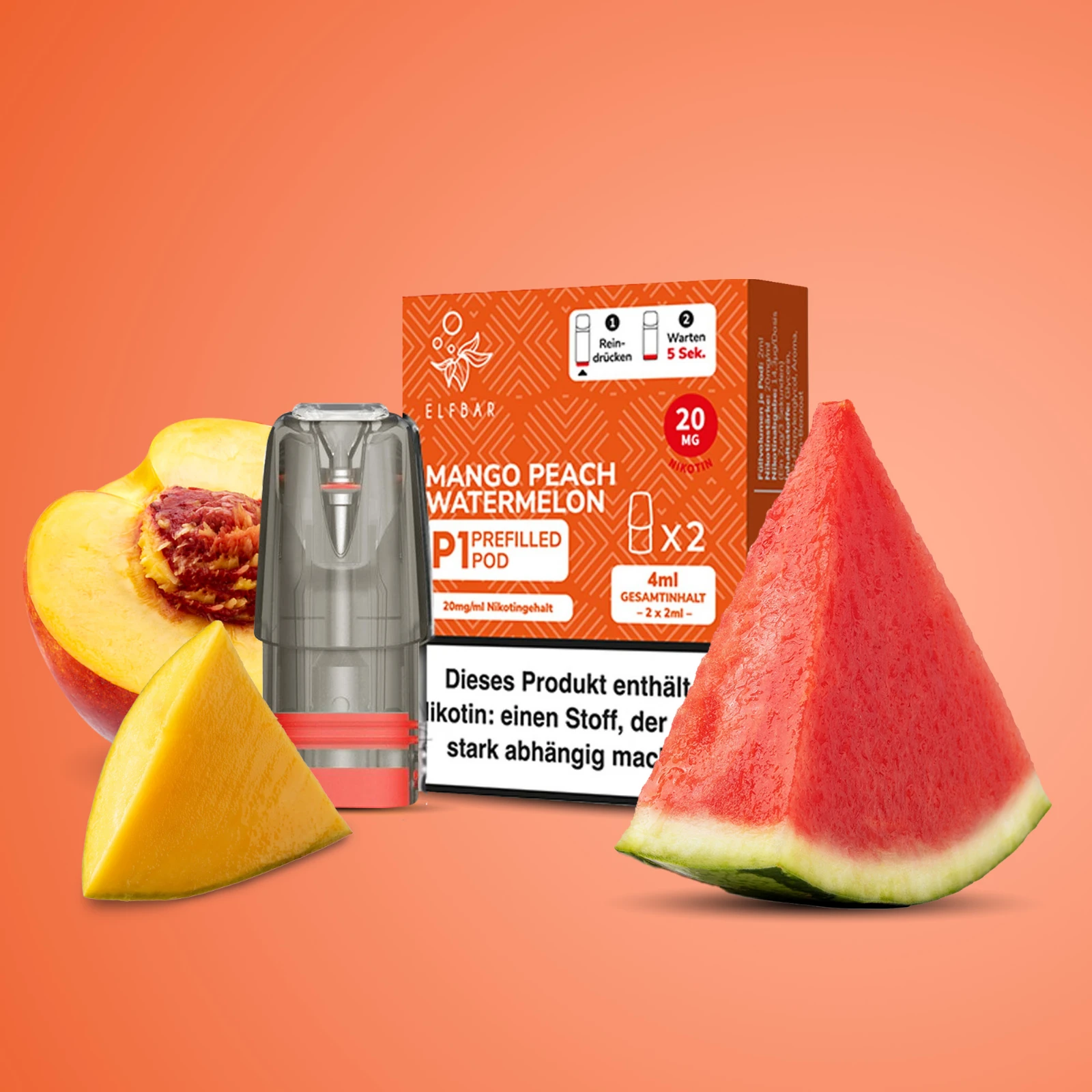 Elf Bar Mate 500 P1 Mango Peach Watermelon Pod | Online bestellen 1