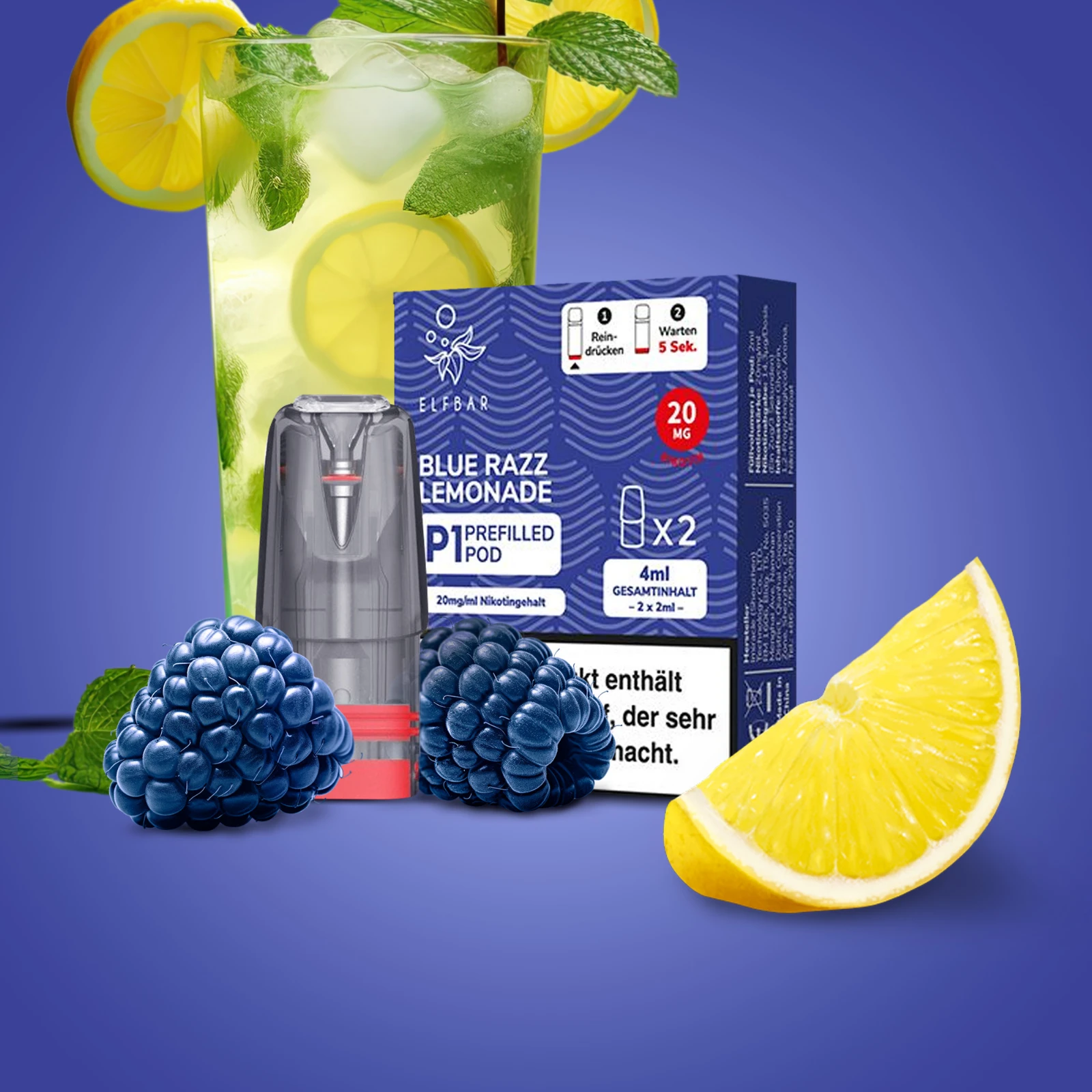 Elf Bar Mate500 P1 Blue Razz Lemonade Pod | Online bestellen 1