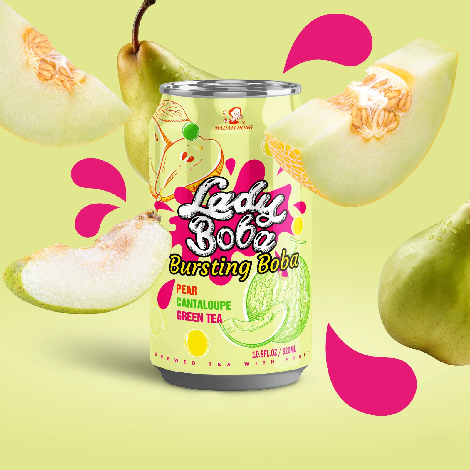 Lady Boba Pear Cantaloupe Green Tea 320 ml | Online bestellen 1